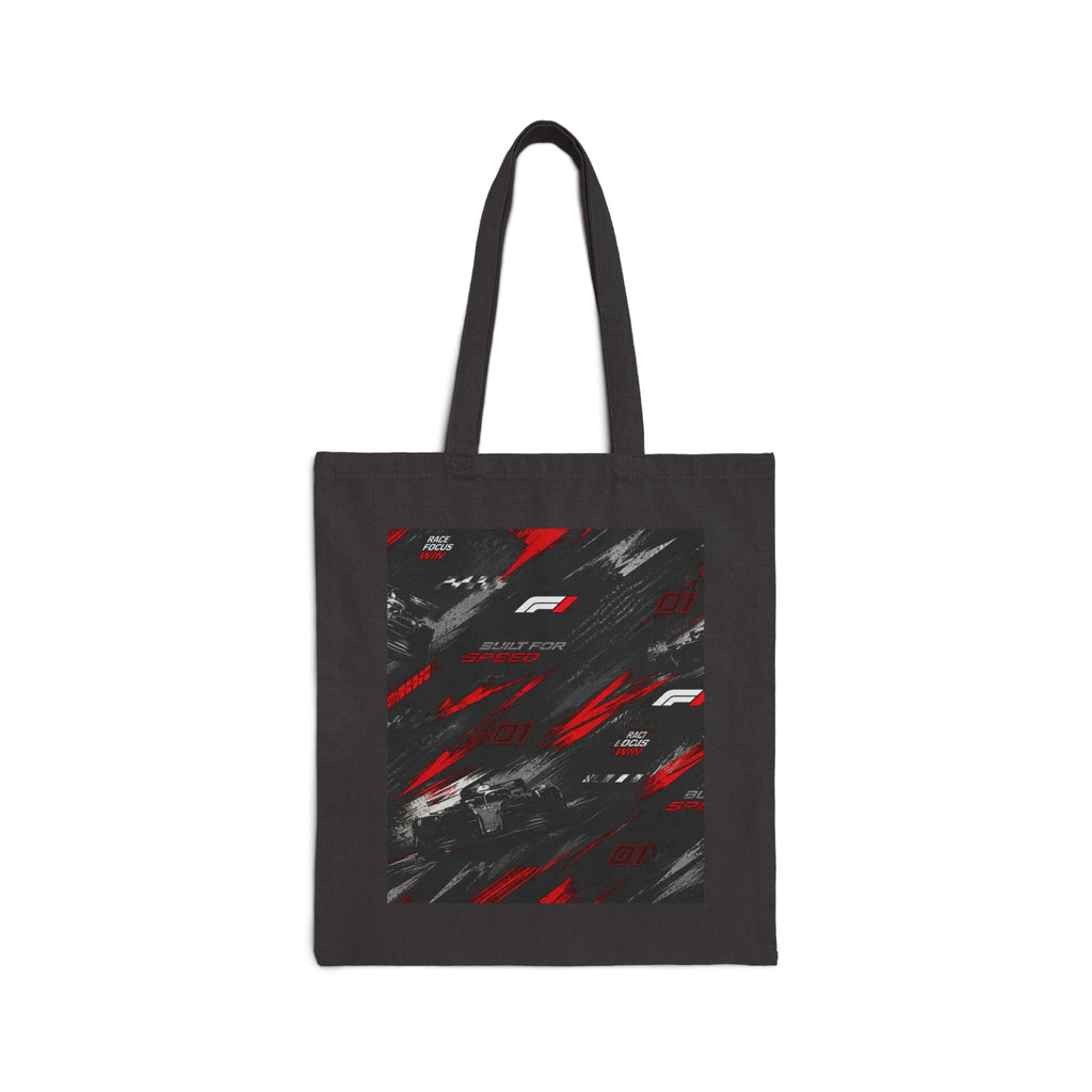 Racing Graphic Tote Bag — Red & Black Motorsport Canvas Tote
