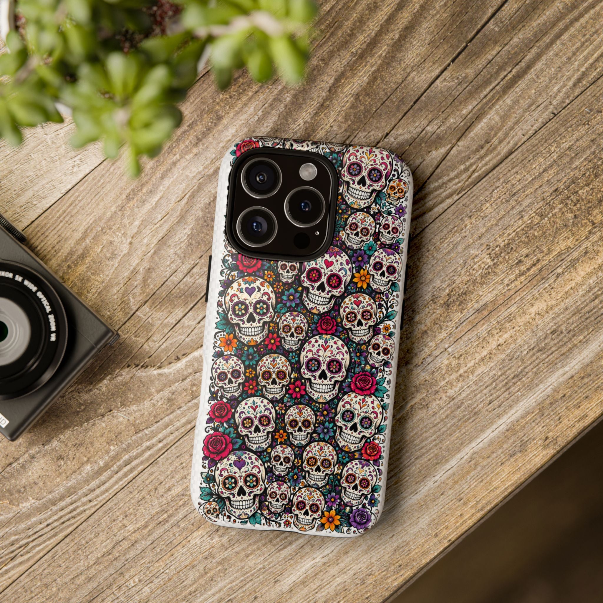 Sugar Skull Tough Phone Case — Floral Day of the Dead Protective Cover