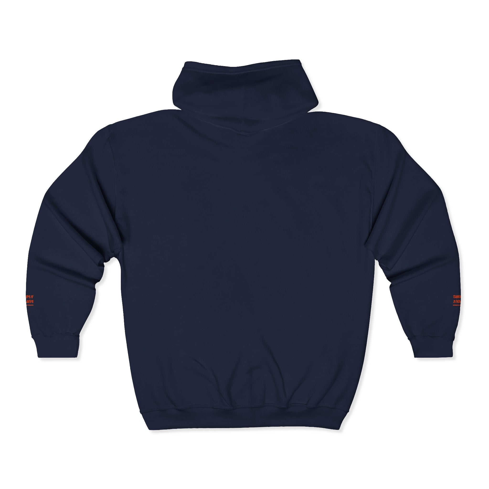 "Simply Lovely"  Zip Hoodie — Small Red Script Chest & Sleeve Design