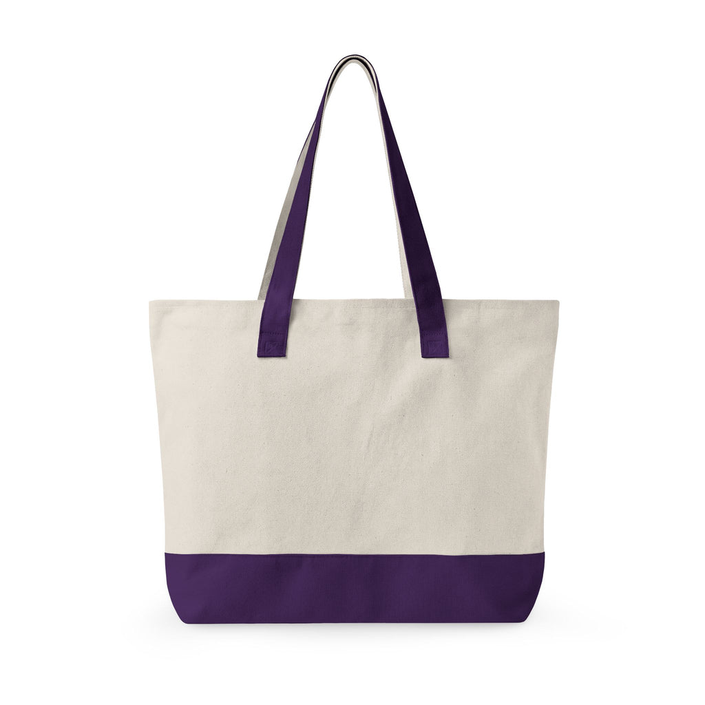 "Beach Bag / Beach Necessities" Zippered Canvas Tote, Summer Beach Tote Bag