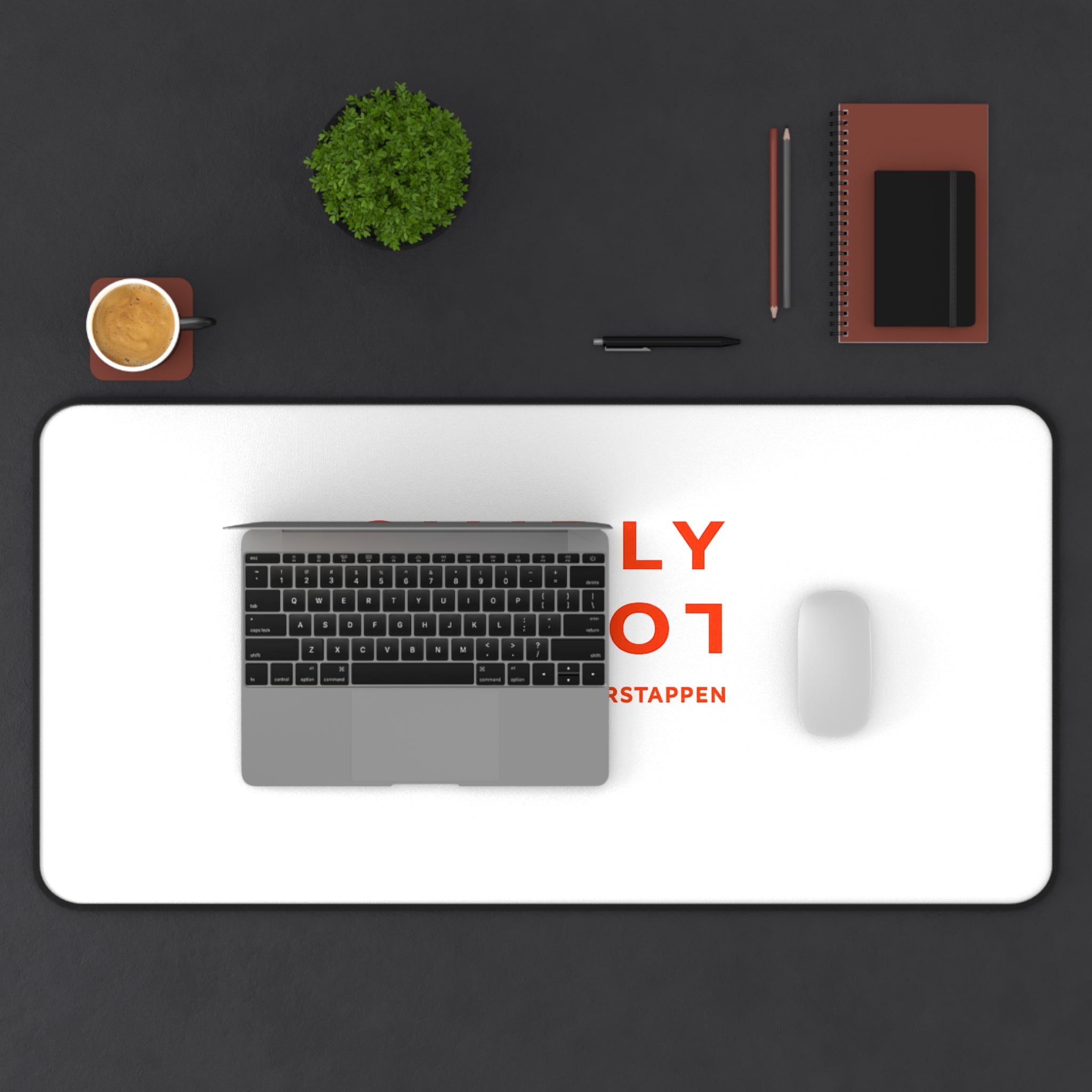 'SIMPLY LOVELY' Minimal White Desk Mat (Inspired by Max Verstappen)
