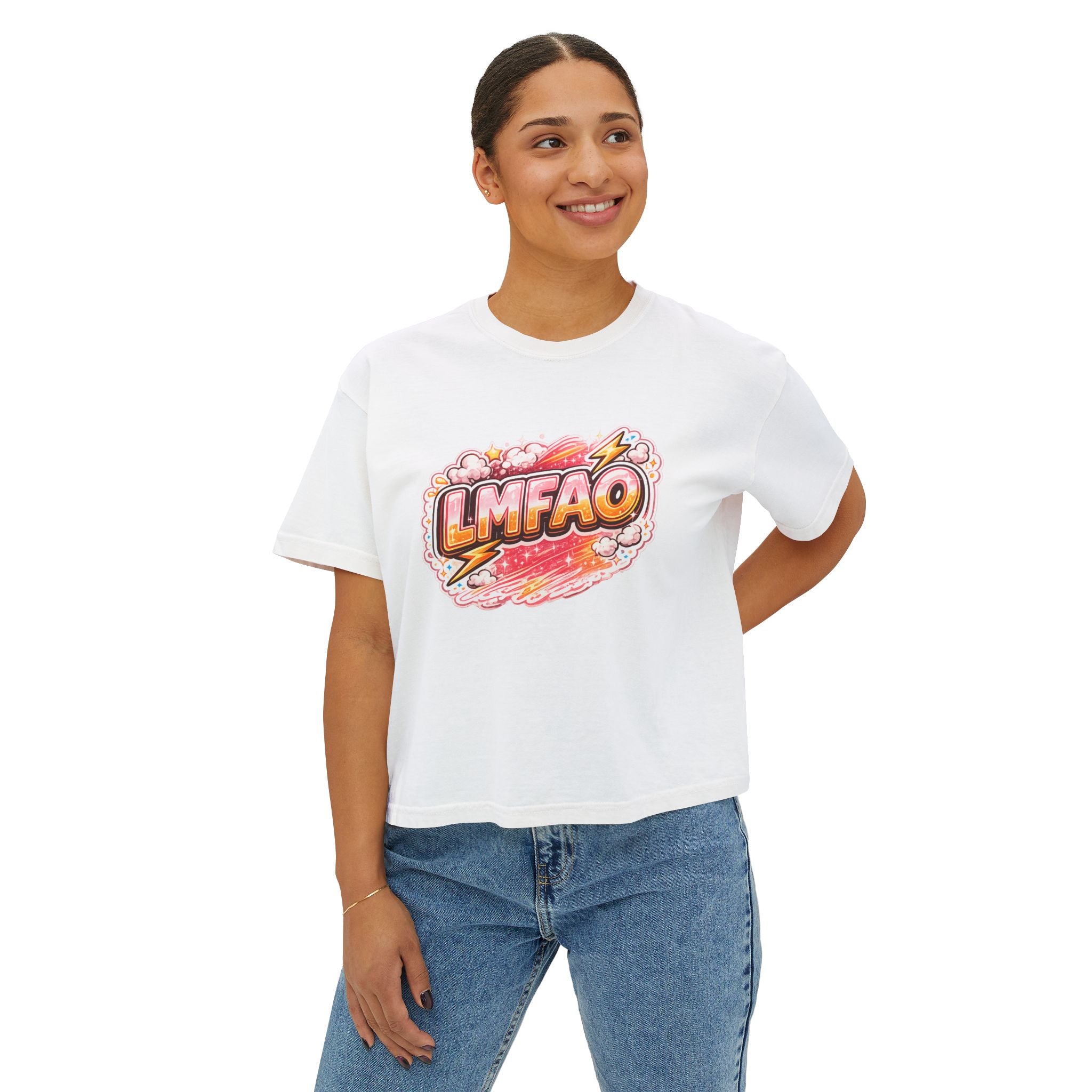 LMFAO Graphic Boxy Tee — Women's Casual Crop T‑Shirt