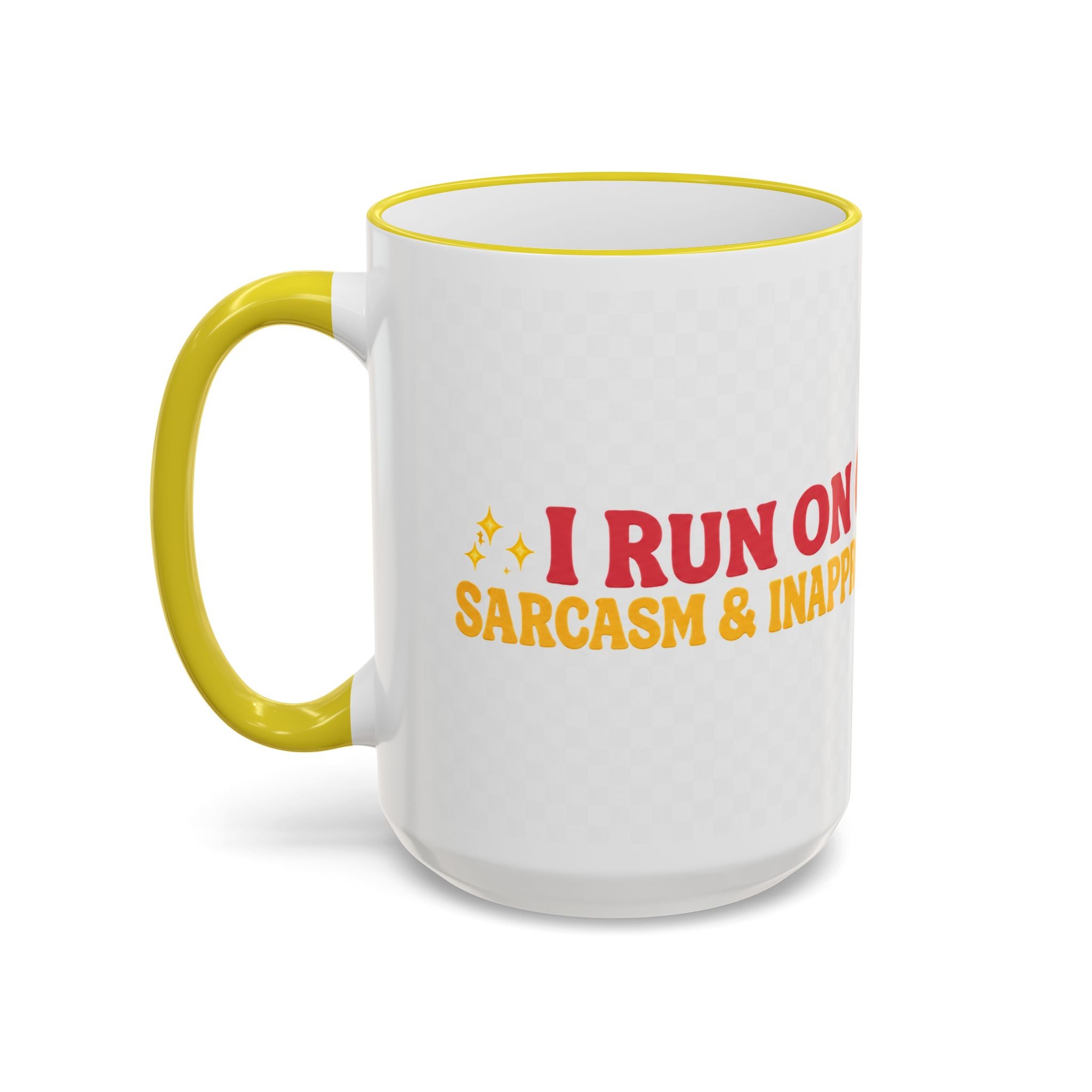 “Run on Caffeine, Chaos & Inappropriate Thoughts” Accent Funny Mug