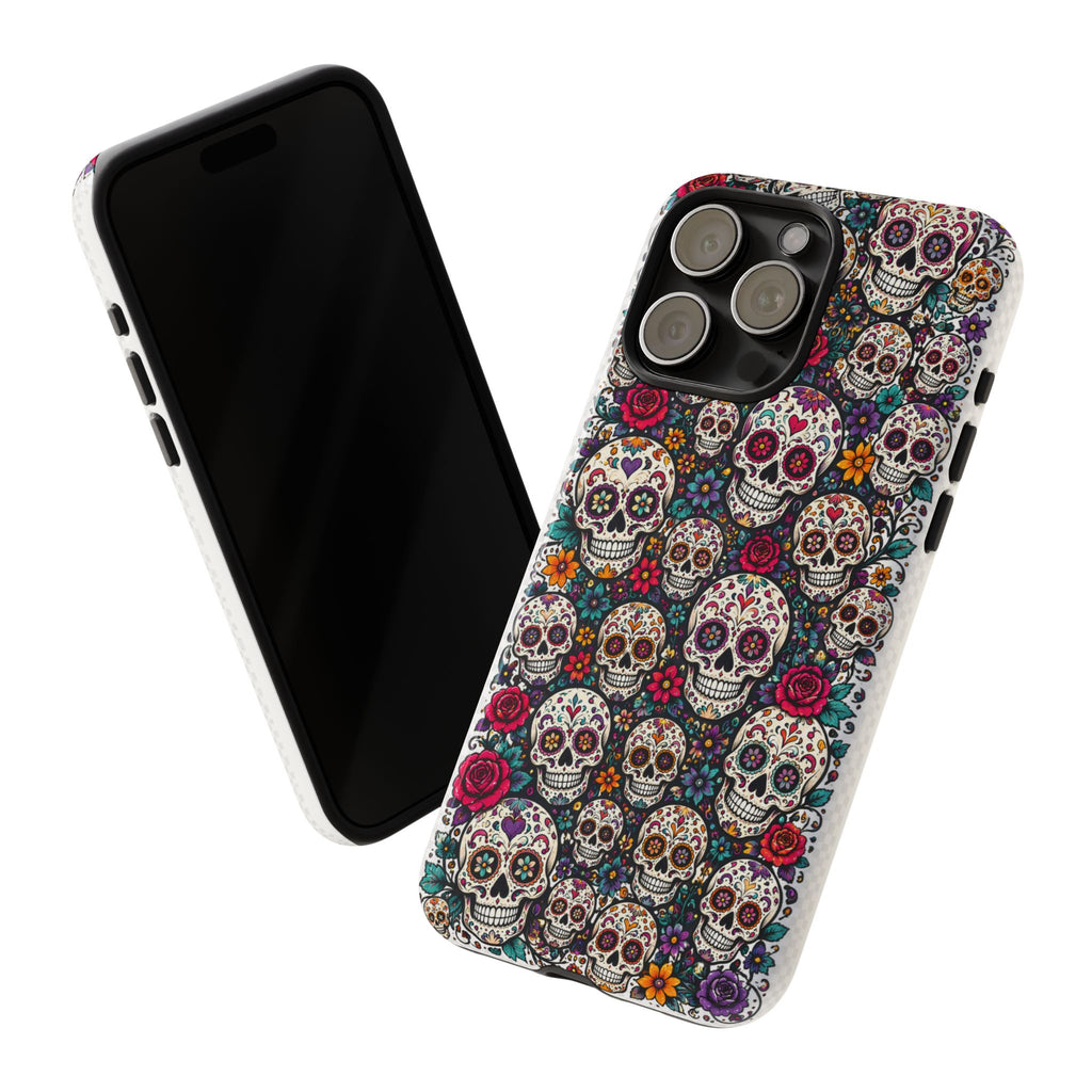 Sugar Skull Tough Phone Case — Floral Day of the Dead Protective Cover