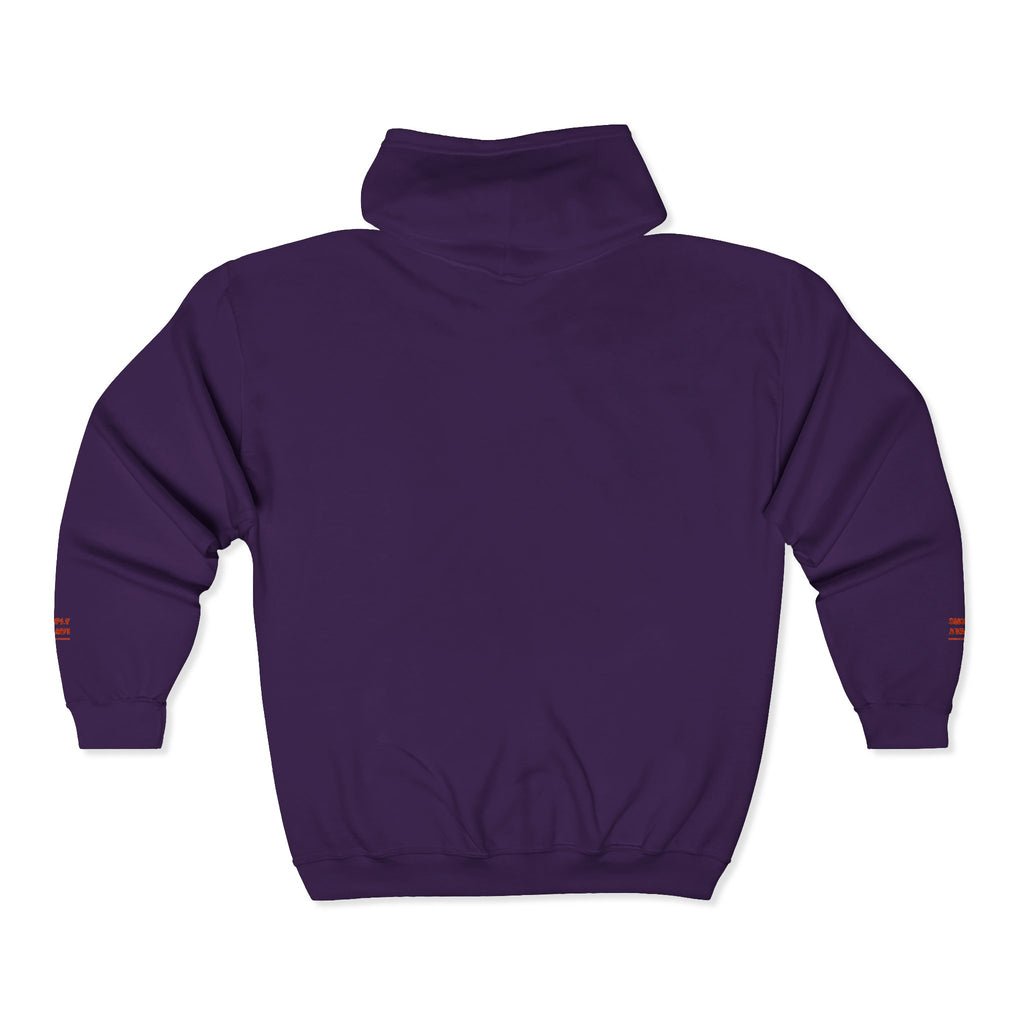 "Simply Lovely"  Zip Hoodie — Small Red Script Chest & Sleeve Design
