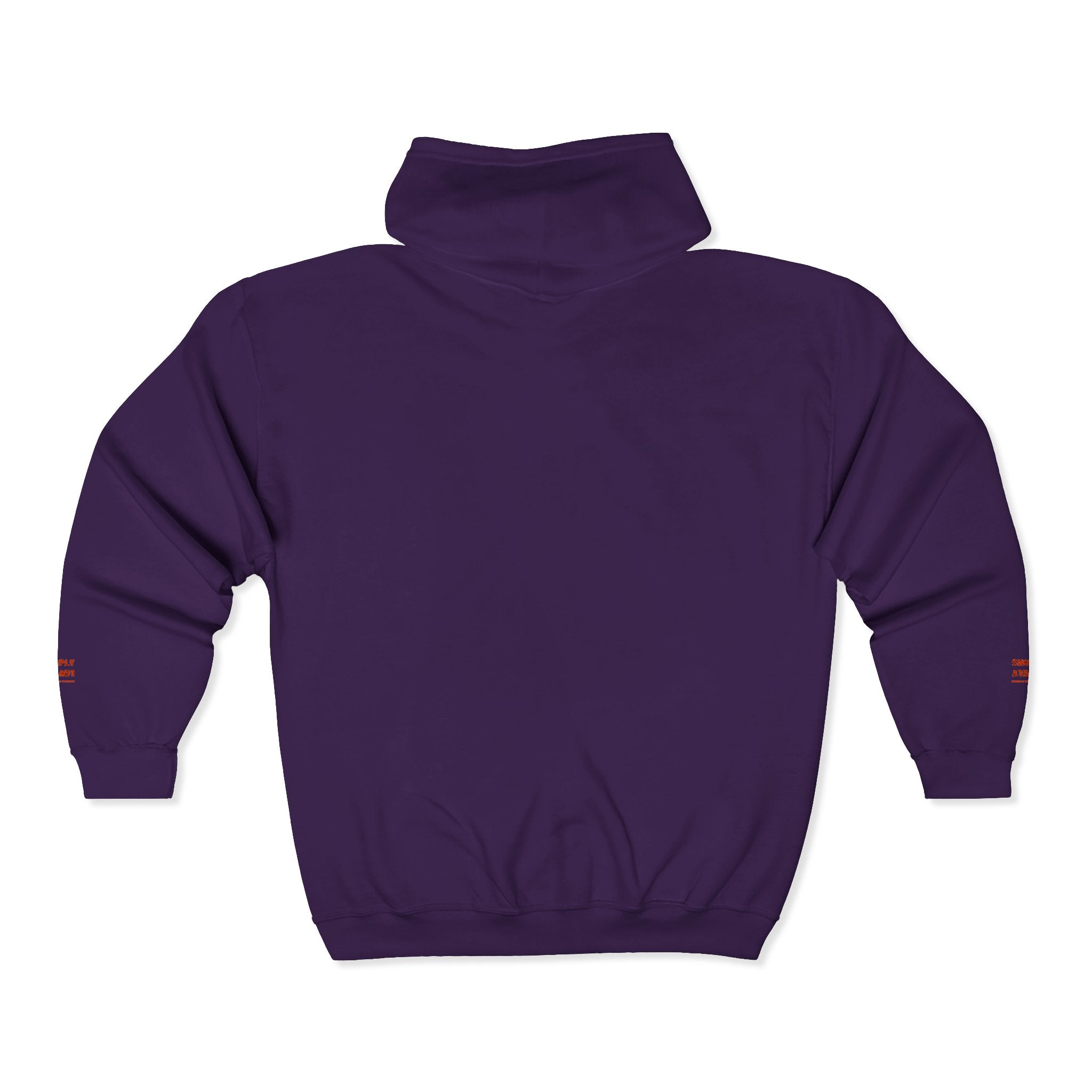 "Simply Lovely"  Zip Hoodie — Small Red Script Chest & Sleeve Design