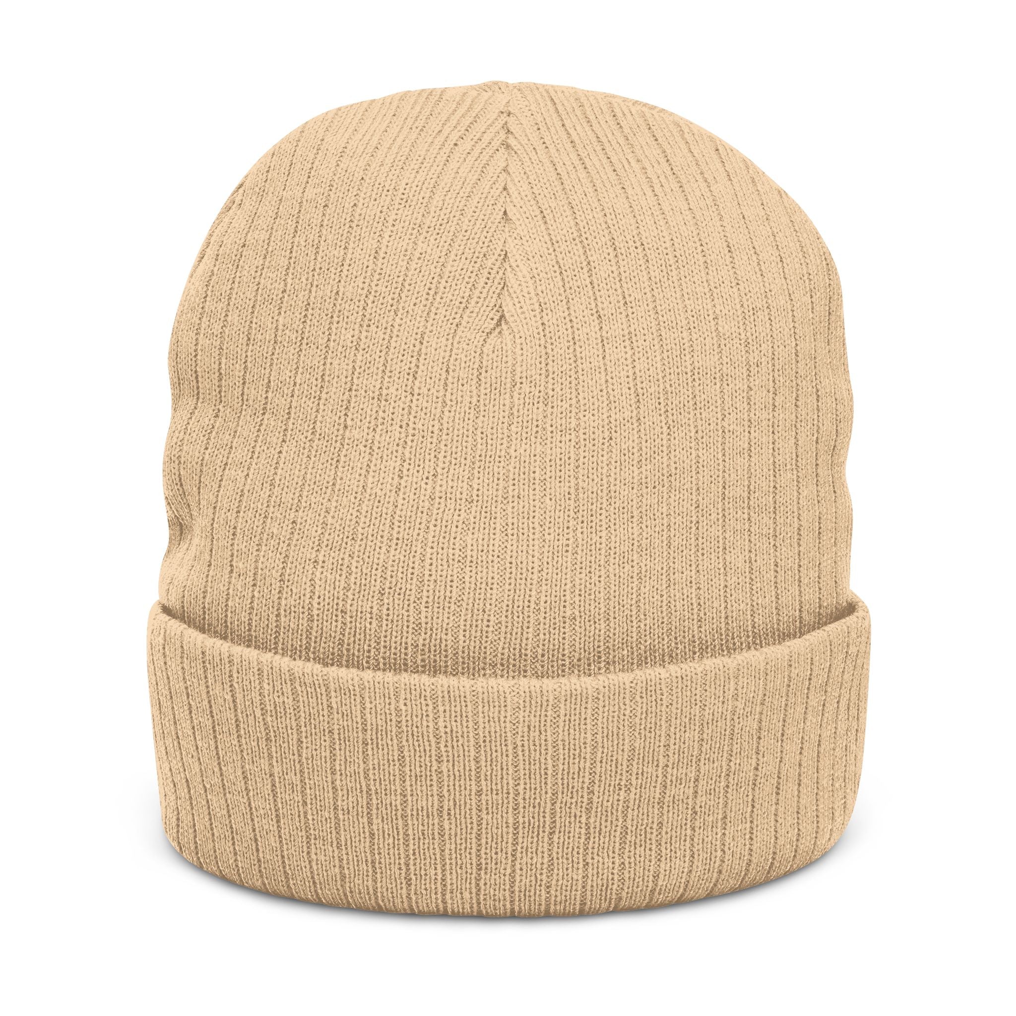 Embroidered Ribbed Beanie — 'SIMPLY LOVELY' Orange Logo Knit Hat