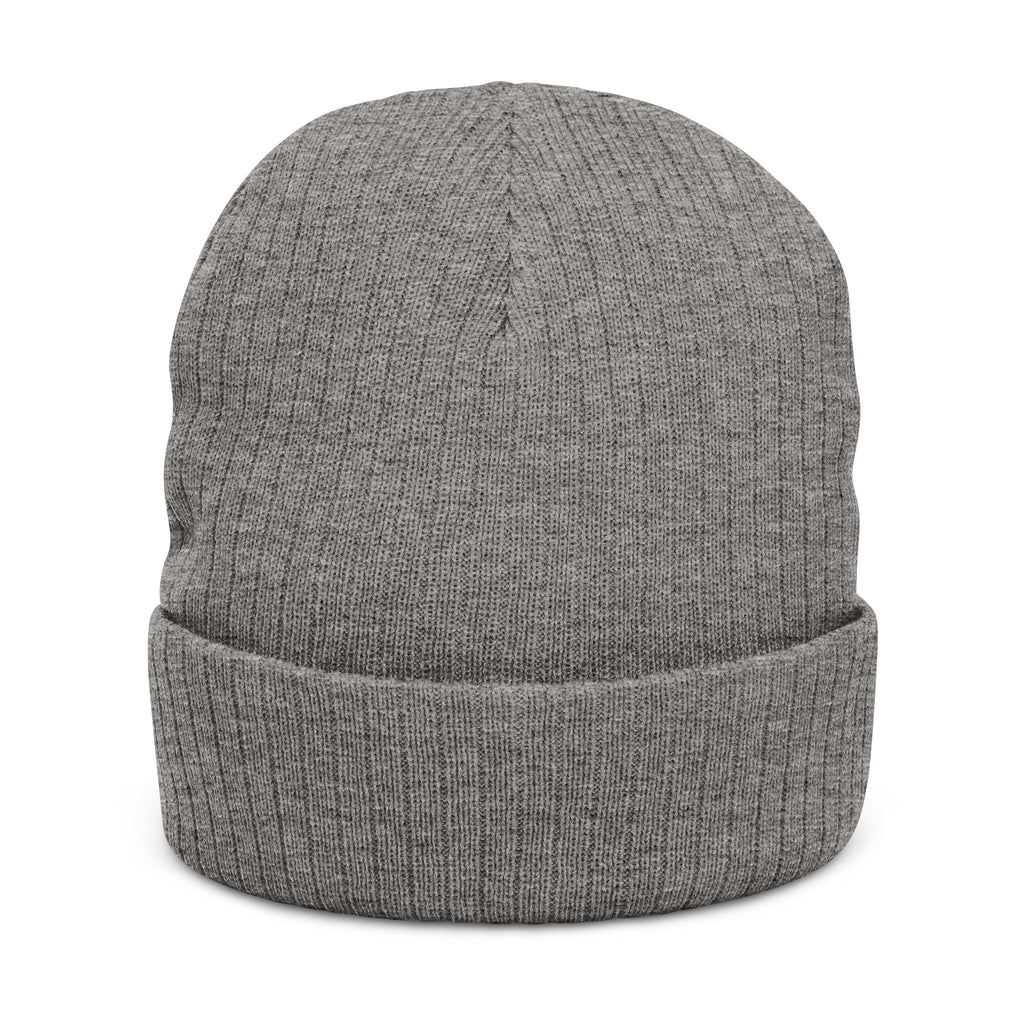 Embroidered Ribbed Beanie — 'SIMPLY LOVELY' Orange Logo Knit Hat