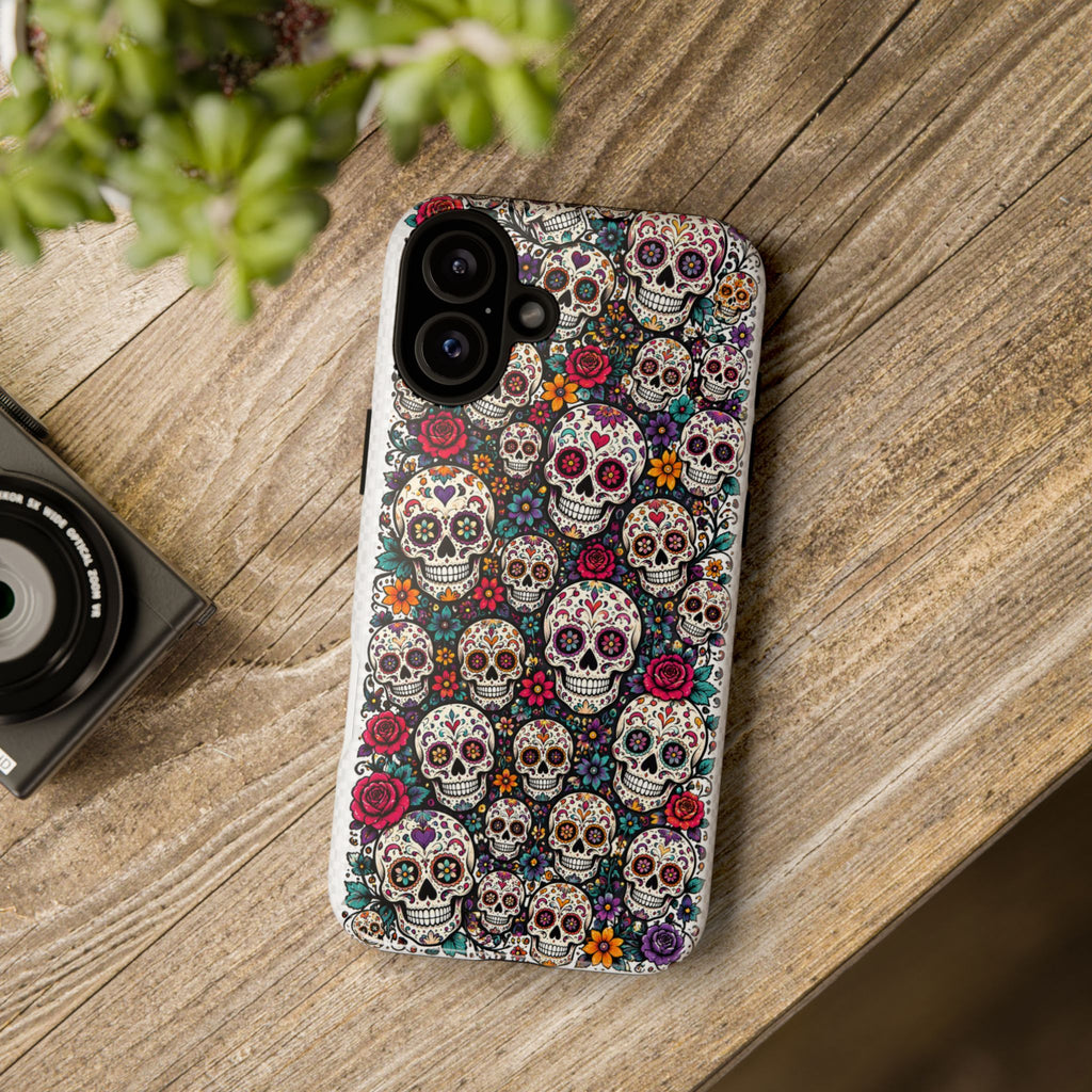 Sugar Skull Tough Phone Case — Floral Day of the Dead Protective Cover