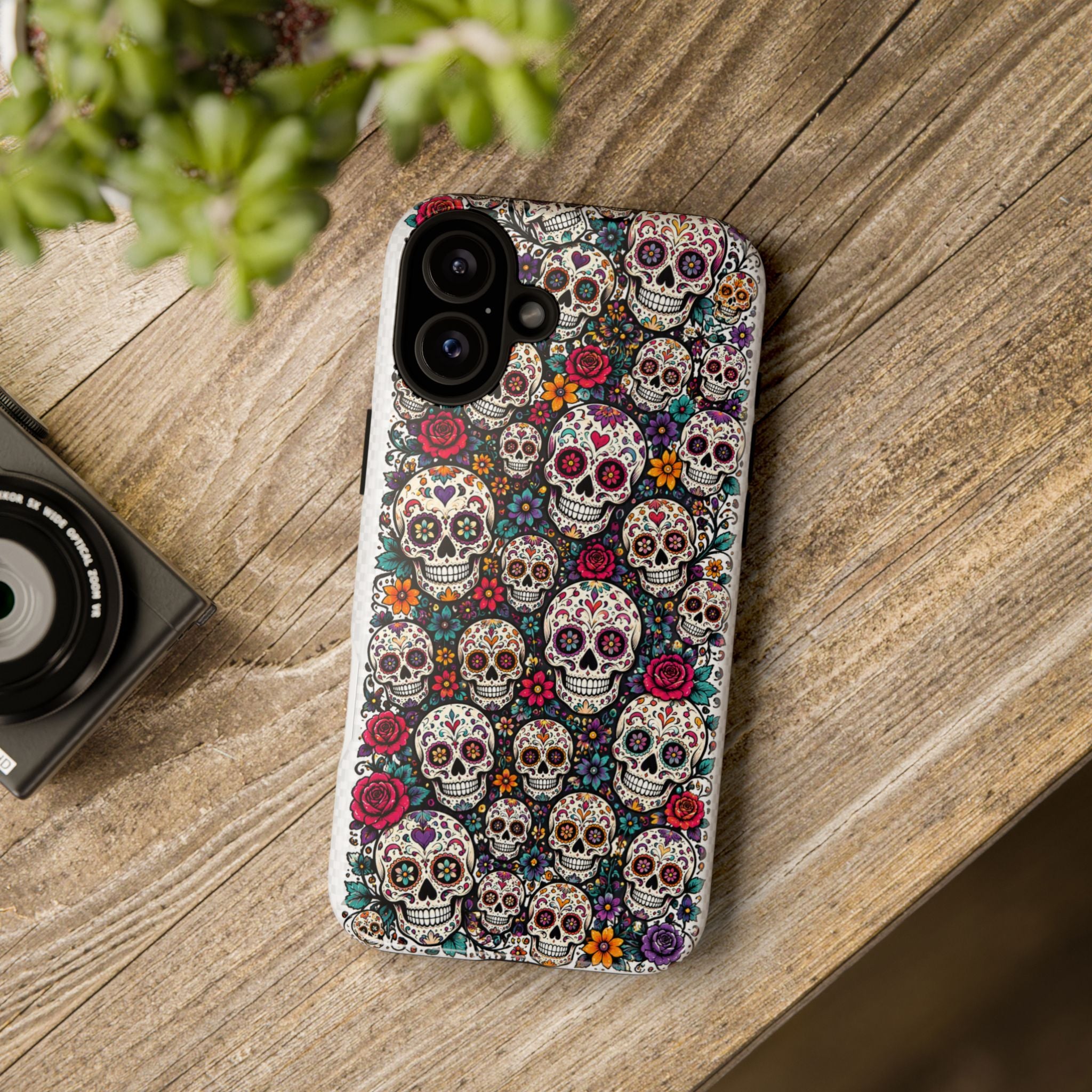 Sugar Skull Tough Phone Case — Floral Day of the Dead Protective Cover