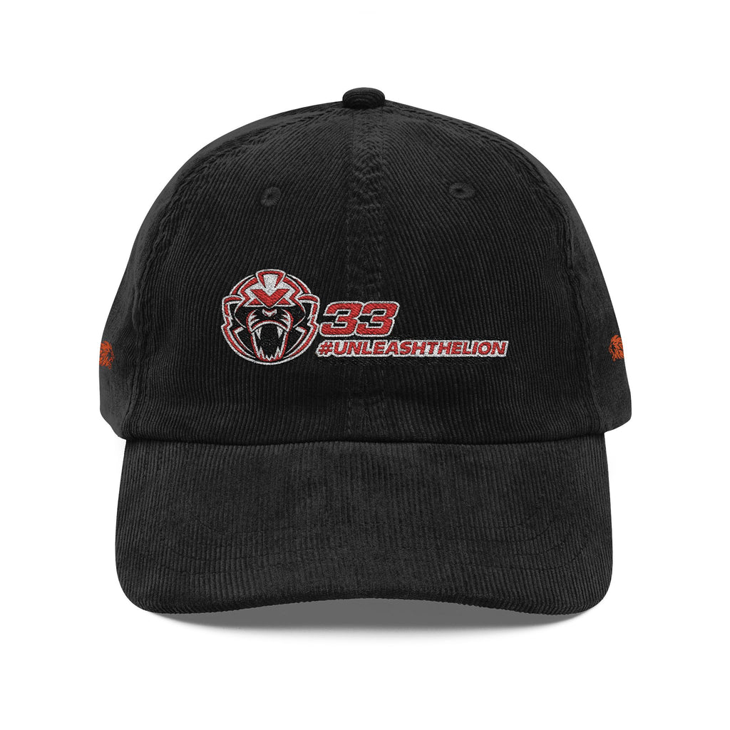 'Unleash the Lion #33' Embroidered Patch Corduroy Vintage Cap