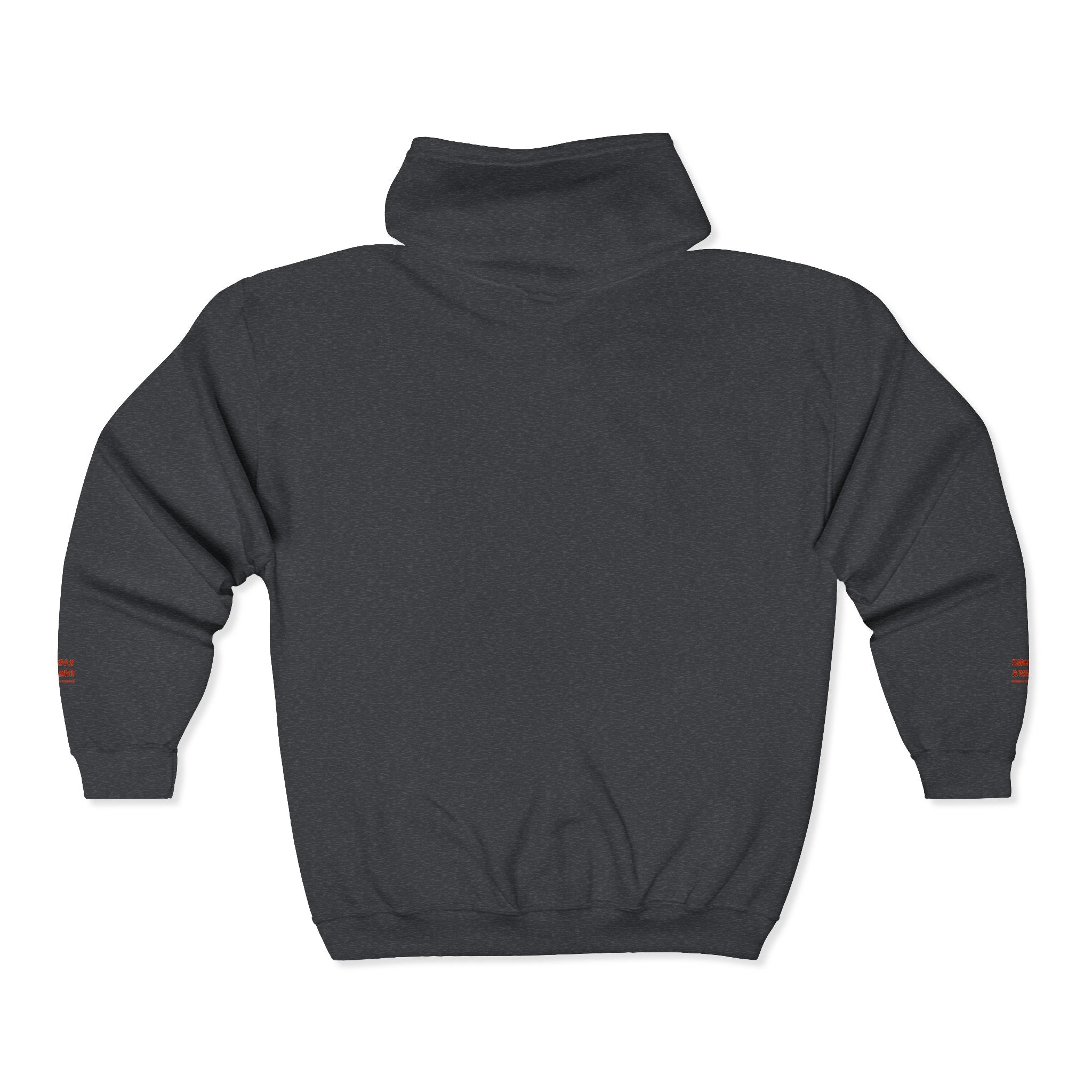 "Simply Lovely"  Zip Hoodie — Small Red Script Chest & Sleeve Design