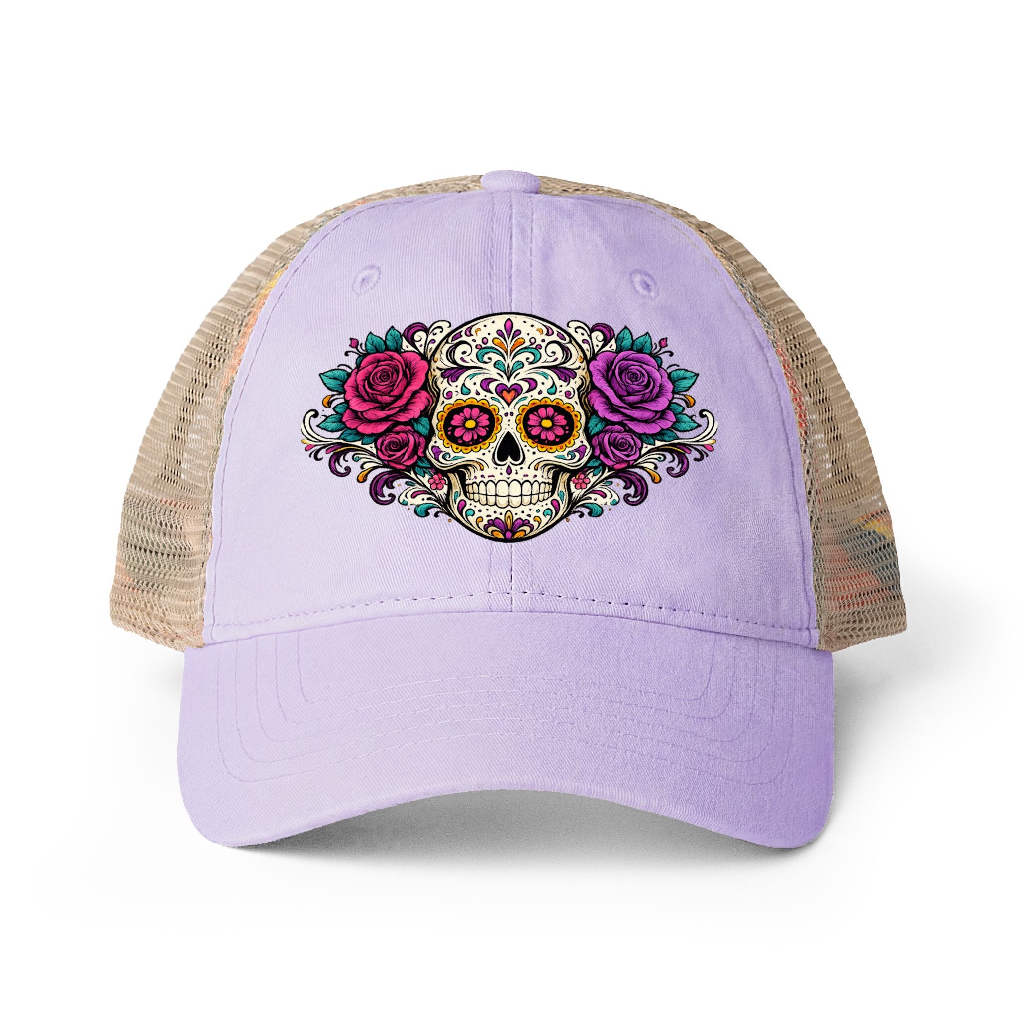 Sugar Skull Women's Washed Mesh Back Cap