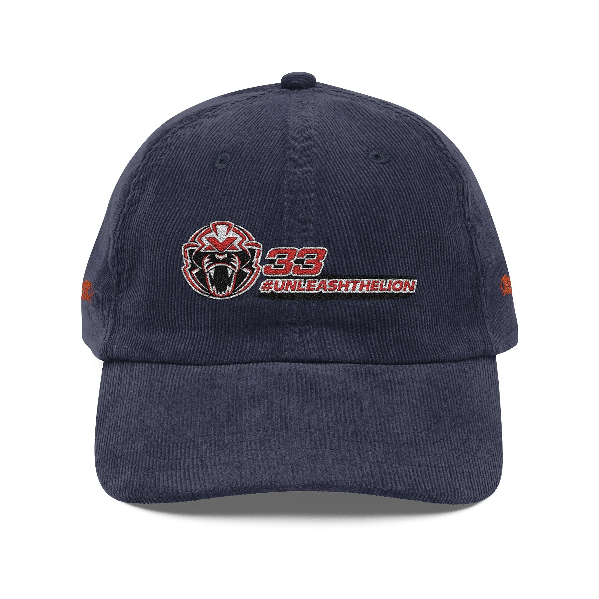 'Unleash the Lion #33' Embroidered Patch Corduroy Vintage Cap