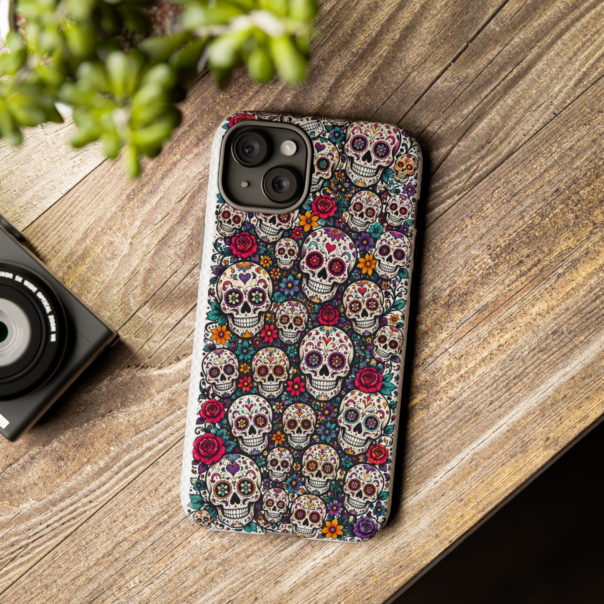 Sugar Skull Tough Phone Case — Floral Day of the Dead Protective Cover