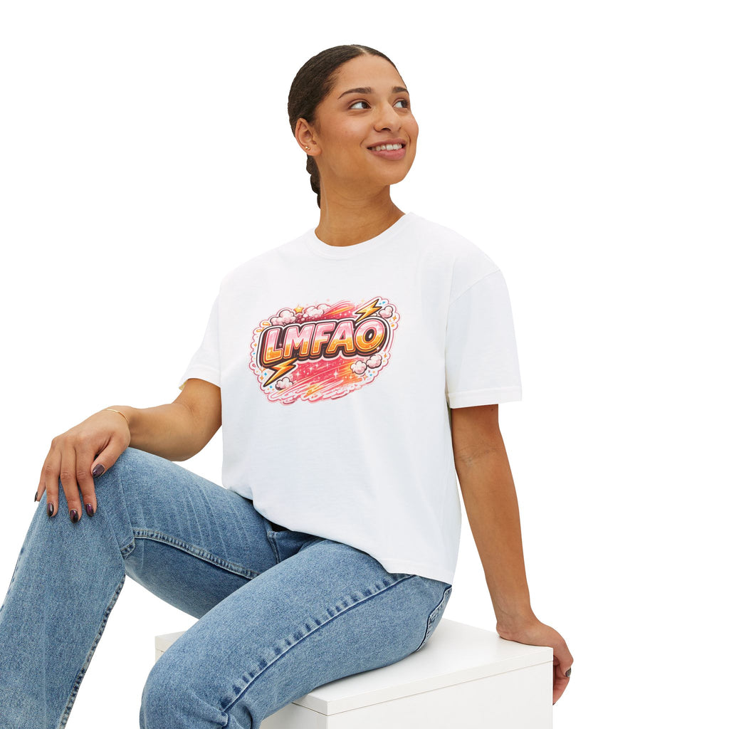 LMFAO Graphic Boxy Tee — Women's Casual Crop T‑Shirt