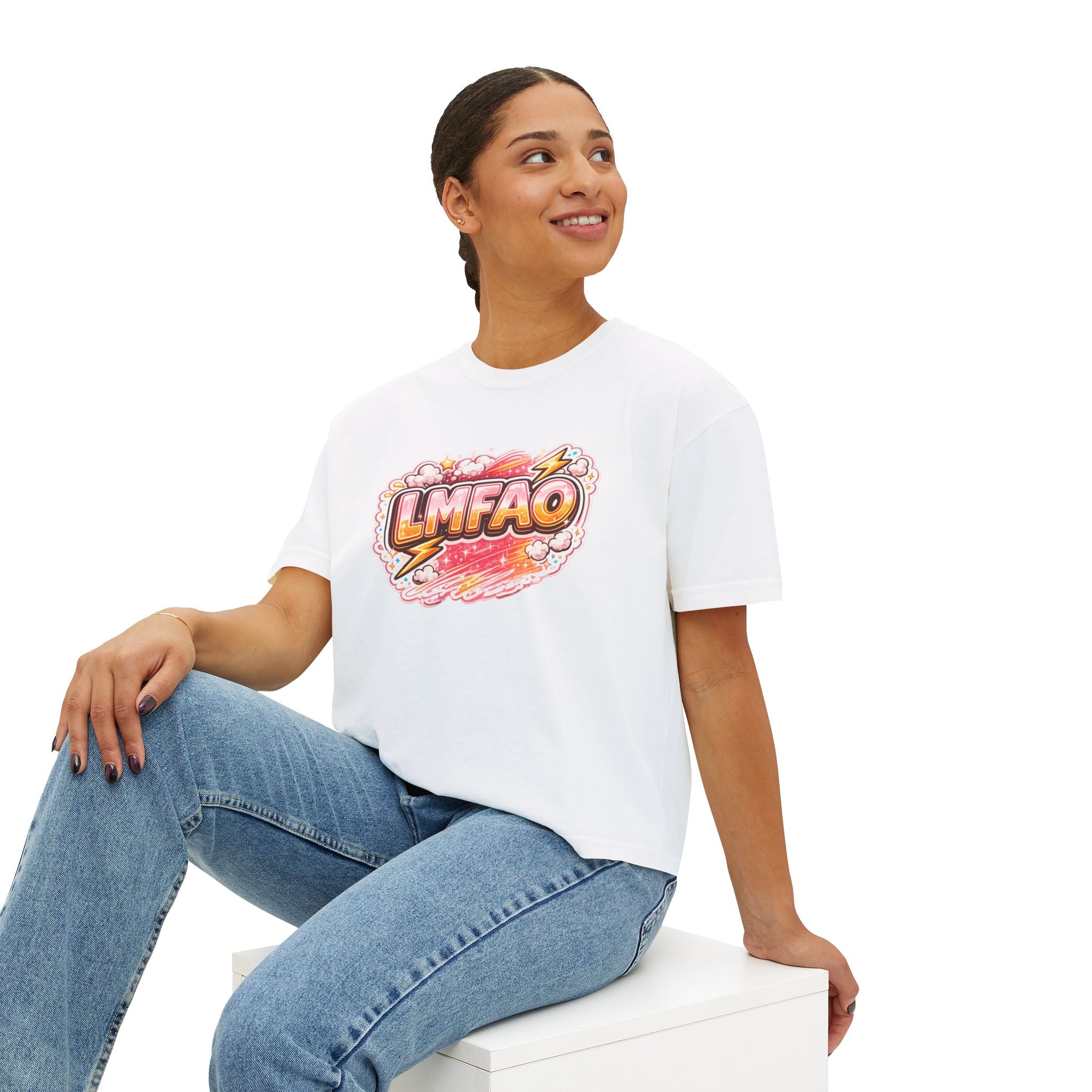 LMFAO Graphic Boxy Tee — Women's Casual Crop T‑Shirt