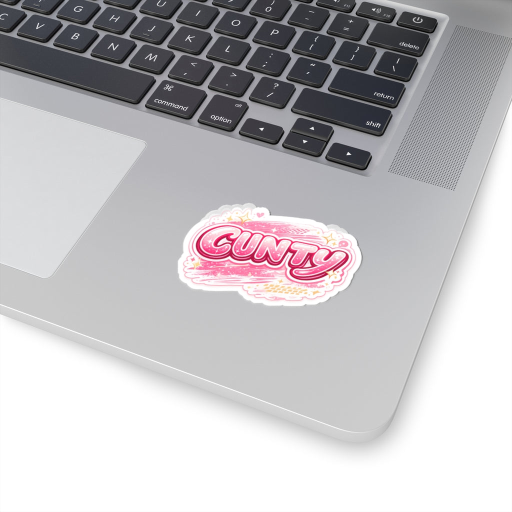 Edgy Pink Glitter "Cunty" Kiss-Cut Sticker