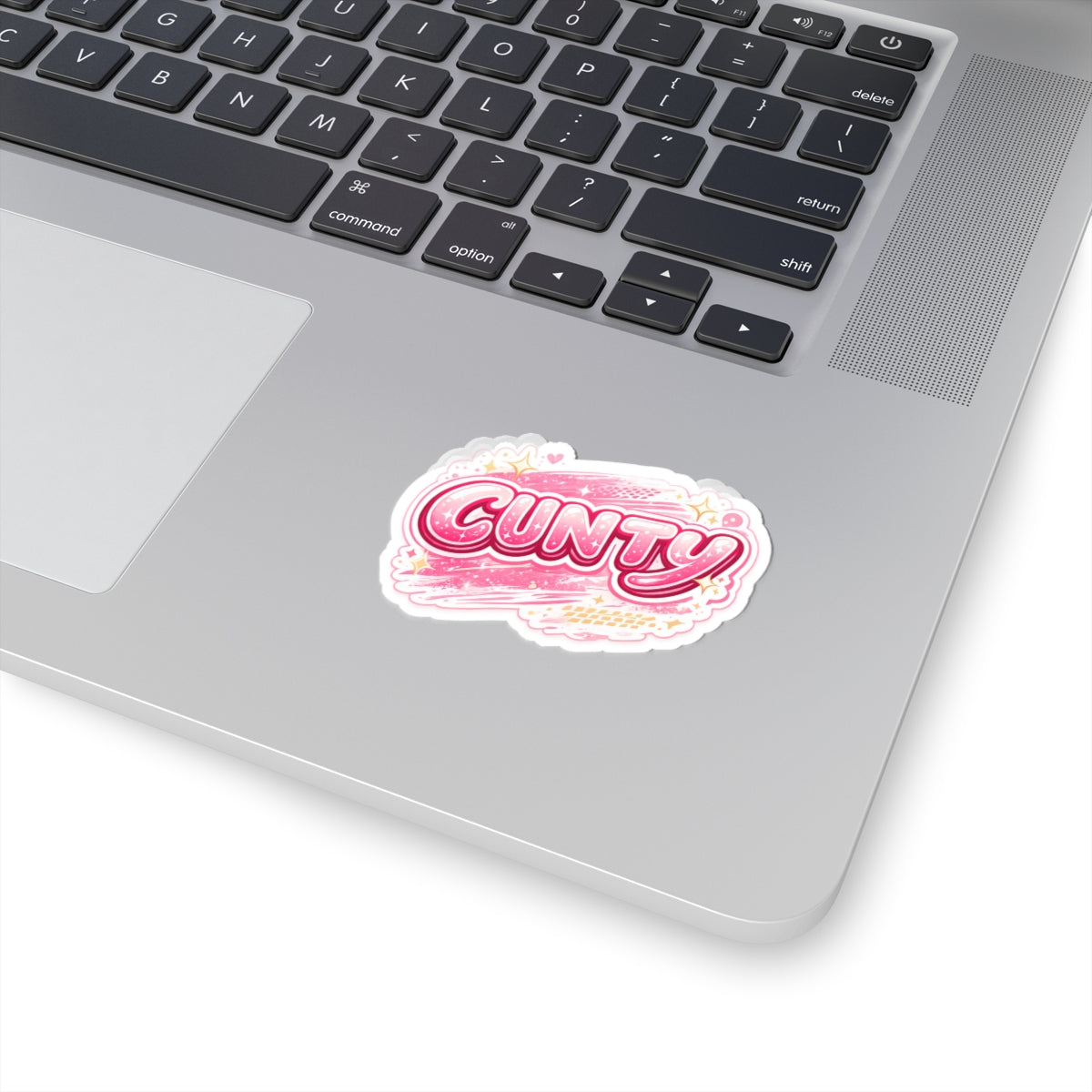 Edgy Pink Glitter "Cunty" Kiss-Cut Sticker
