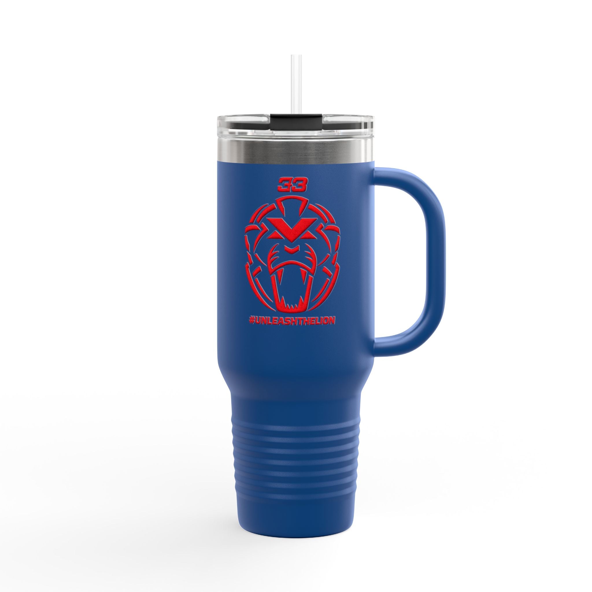 40oz Insulated Travel Mug — Red Lion Emblem "#UNLEASHTHELION"