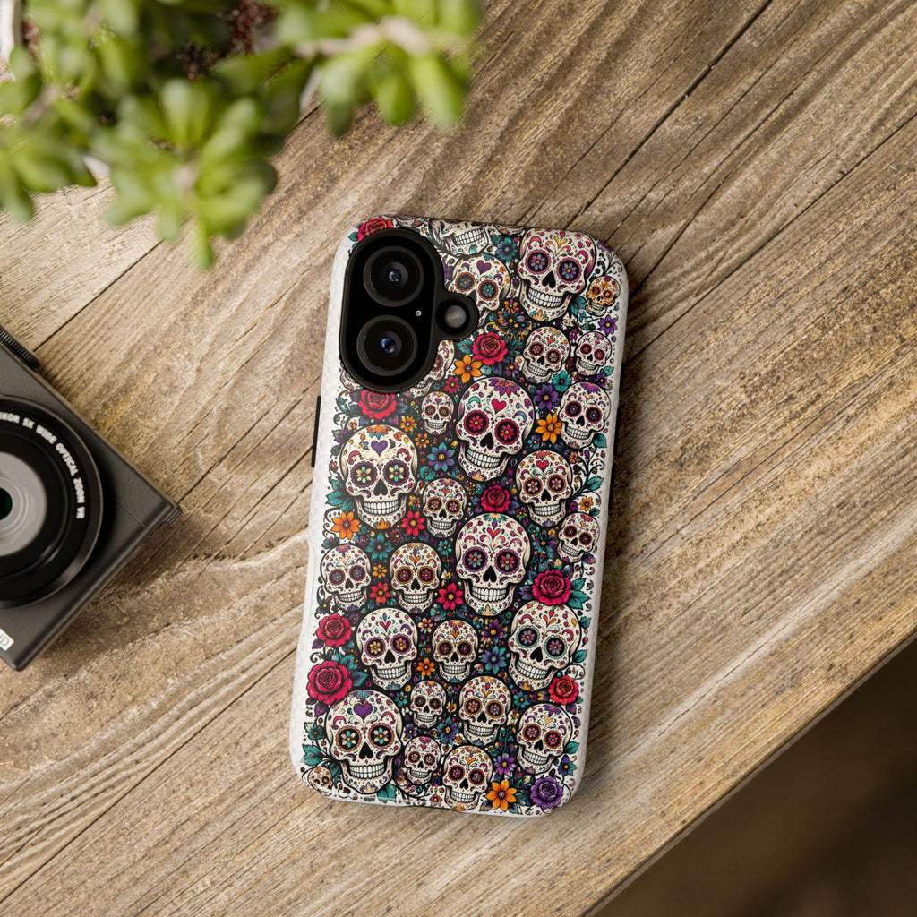 Sugar Skull Tough Phone Case — Floral Day of the Dead Protective Cover