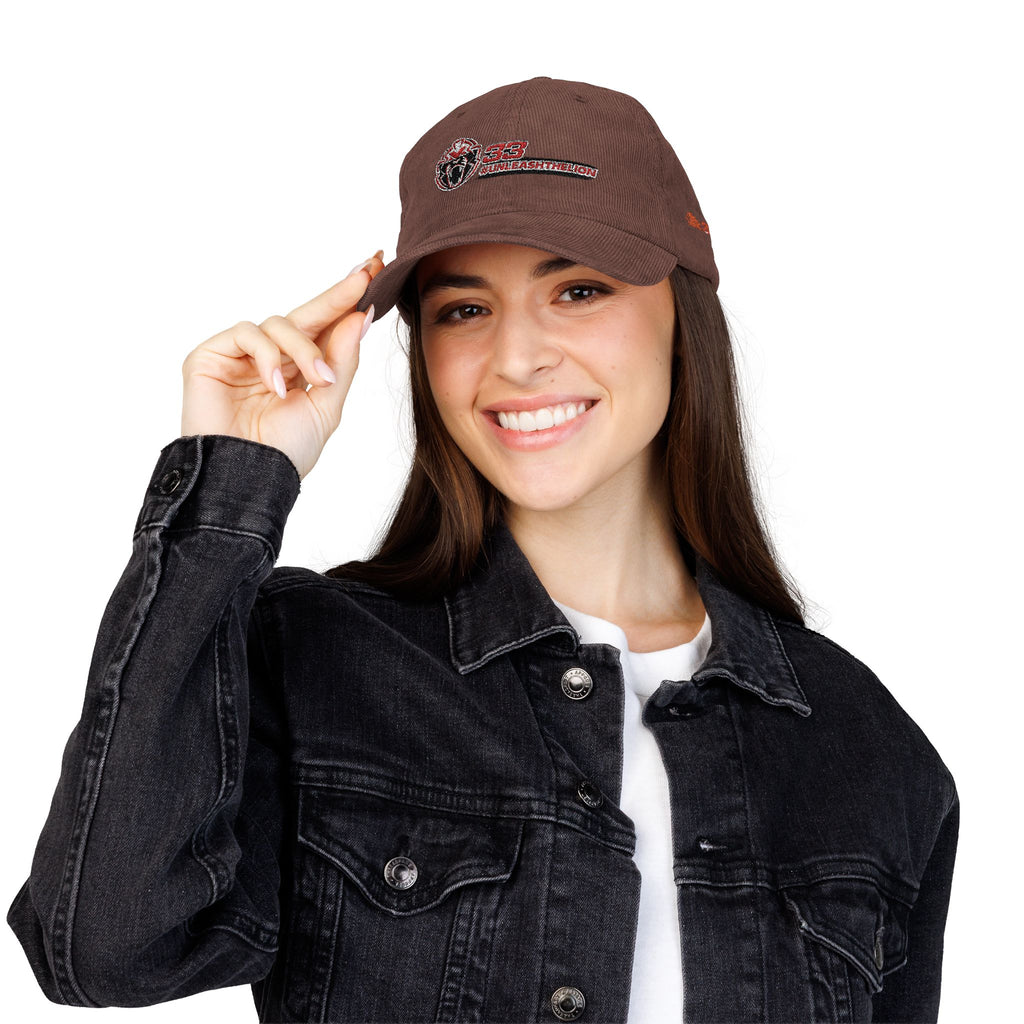 'Unleash the Lion #33' Embroidered Patch Corduroy Vintage Cap