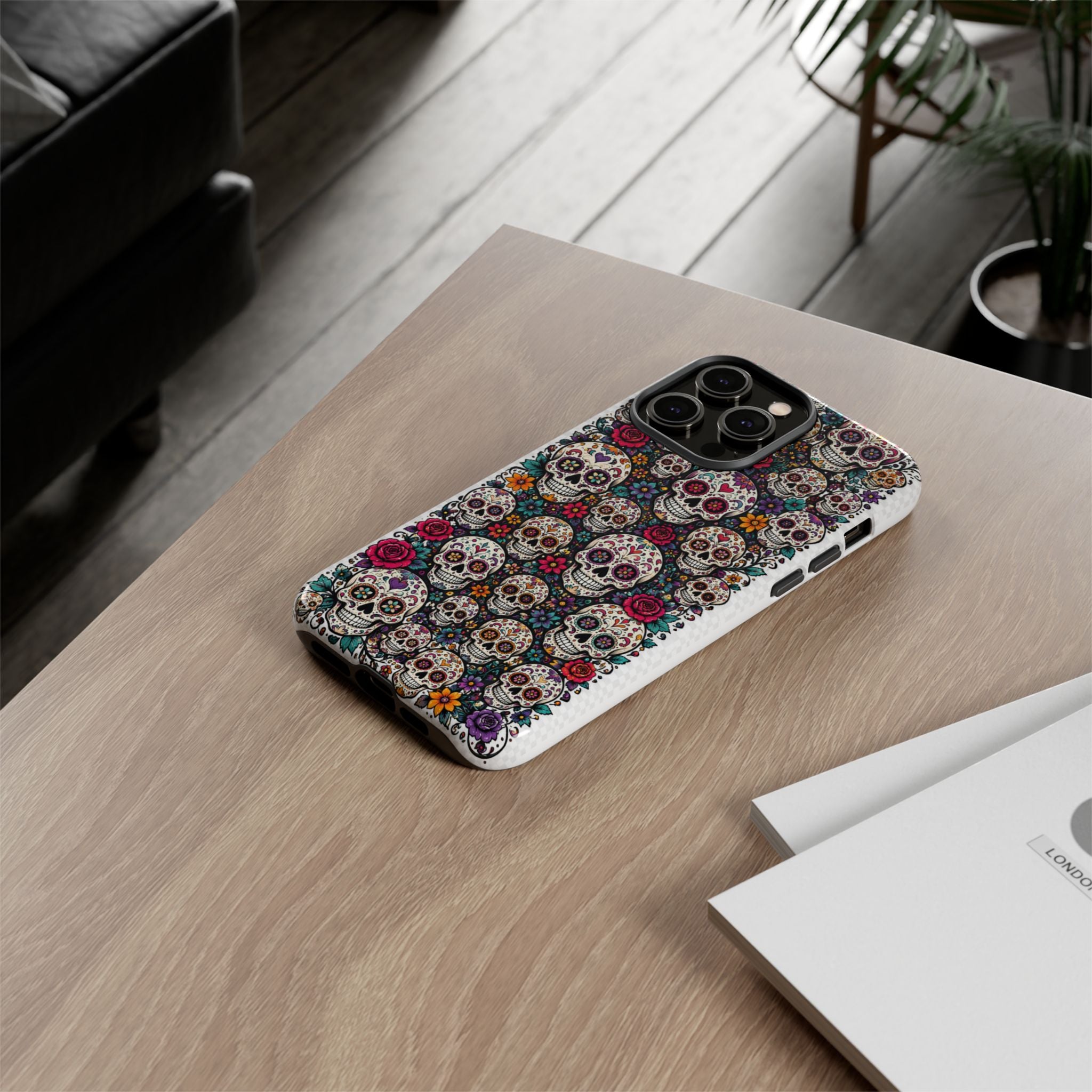 Sugar Skull Tough Phone Case — Floral Day of the Dead Protective Cover