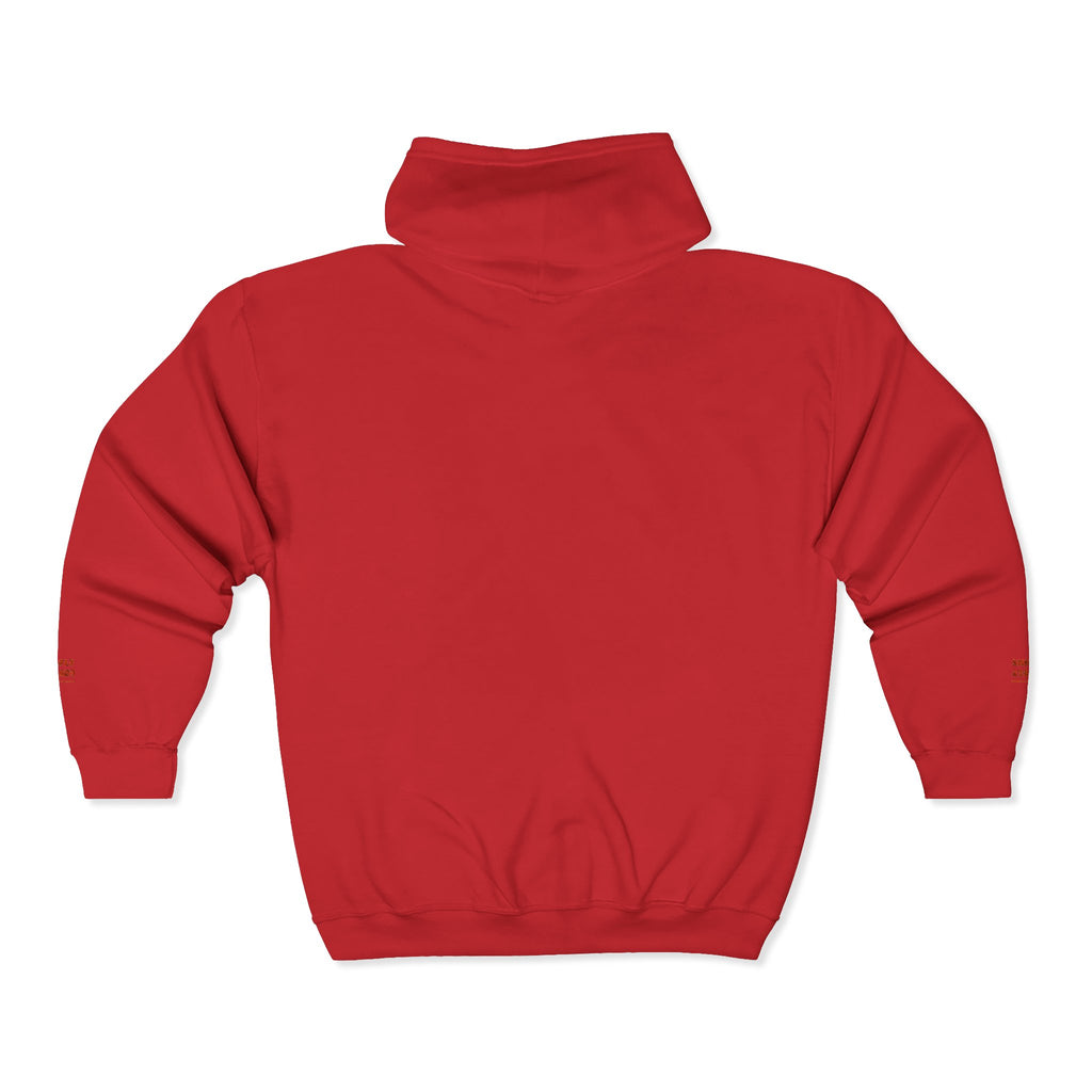 "Simply Lovely"  Zip Hoodie — Small Red Script Chest & Sleeve Design