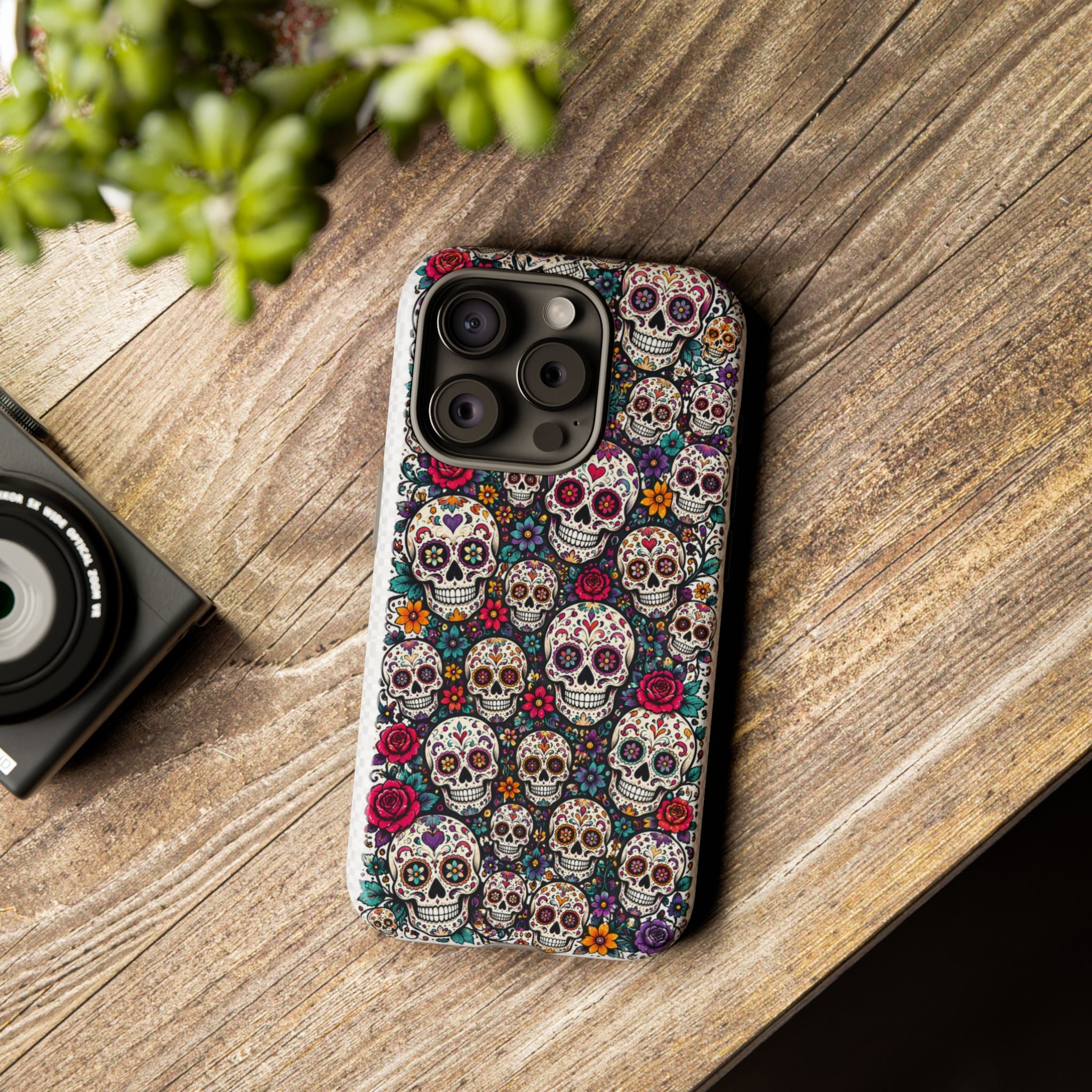 Sugar Skull Tough Phone Case — Floral Day of the Dead Protective Cover