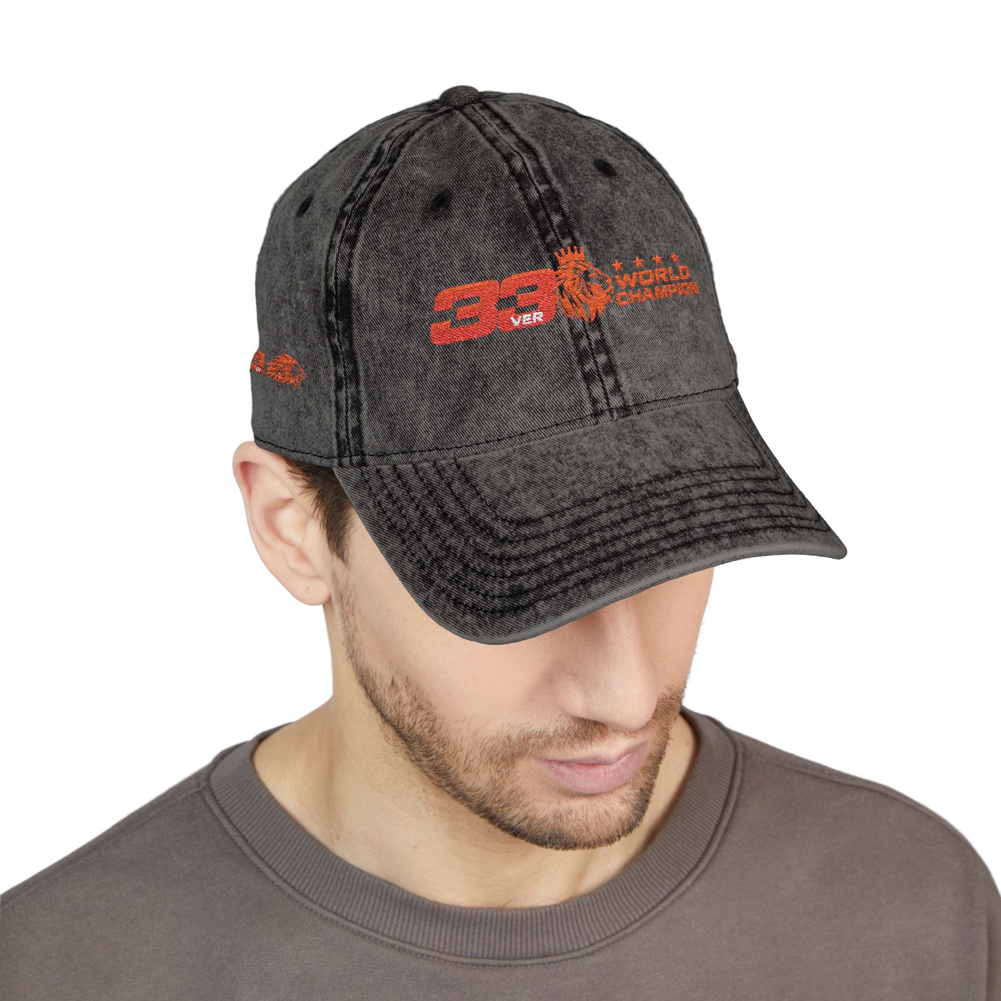 Unleash The Lion #33 Max Verstappen Vintage Embroidered Baseball Cap – Distressed Retro Logo Hat
