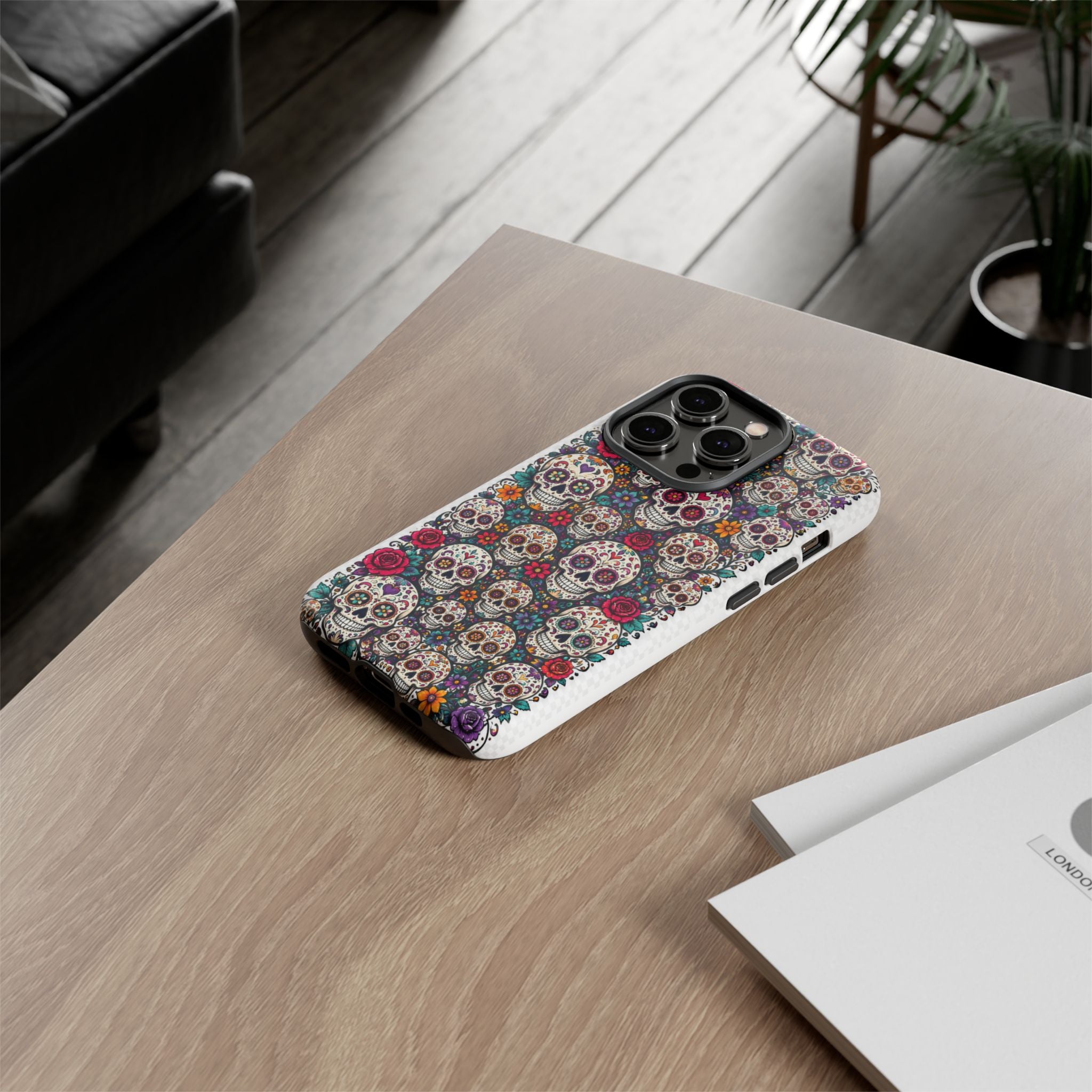 Sugar Skull Tough Phone Case — Floral Day of the Dead Protective Cover