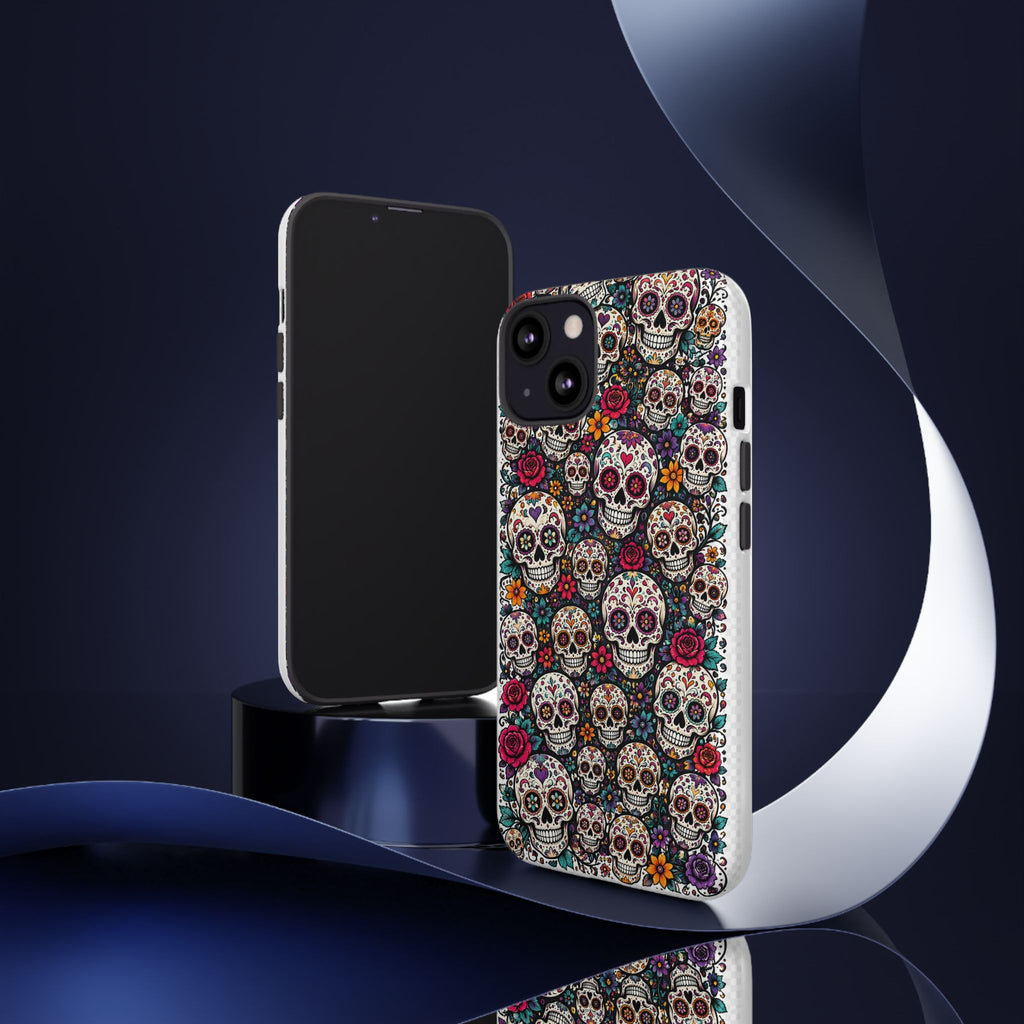 Sugar Skull Tough Phone Case — Floral Day of the Dead Protective Cover