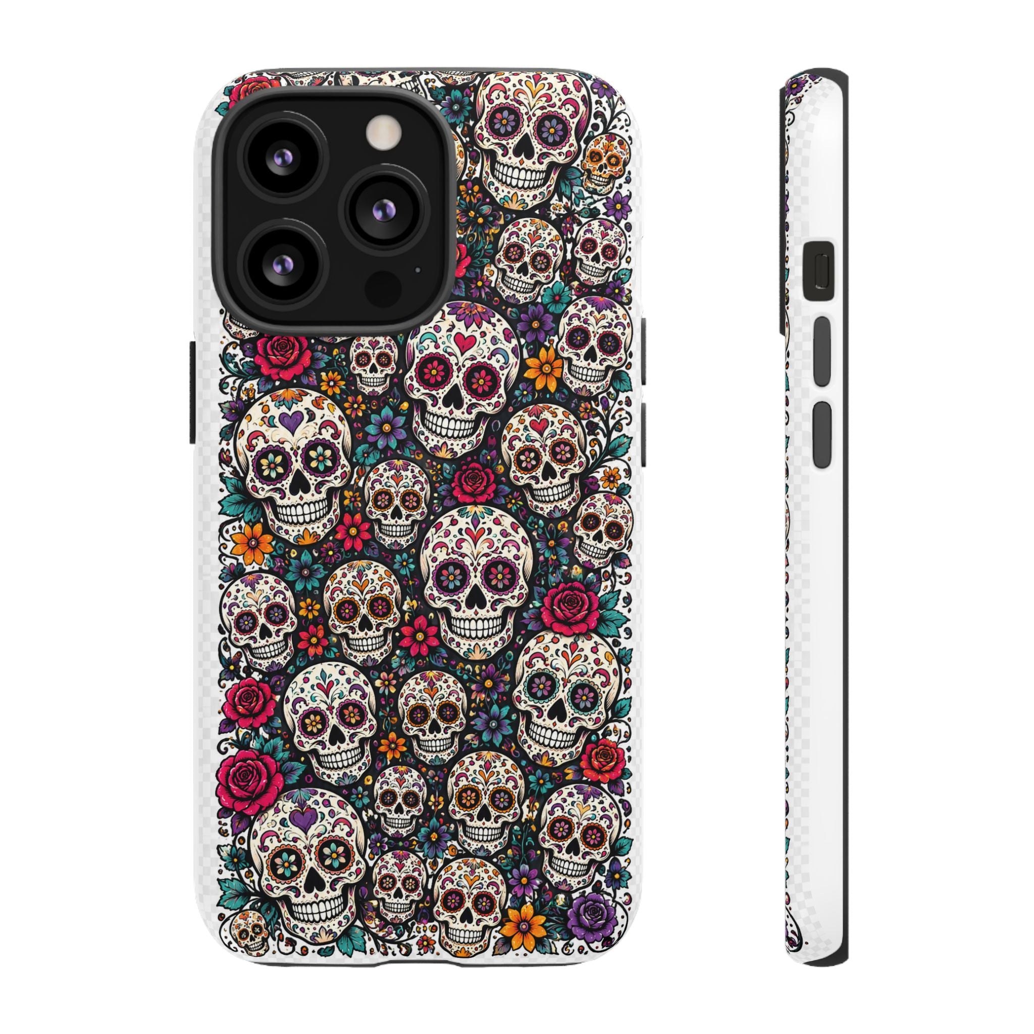 Sugar Skull Tough Phone Case — Floral Day of the Dead Protective Cover