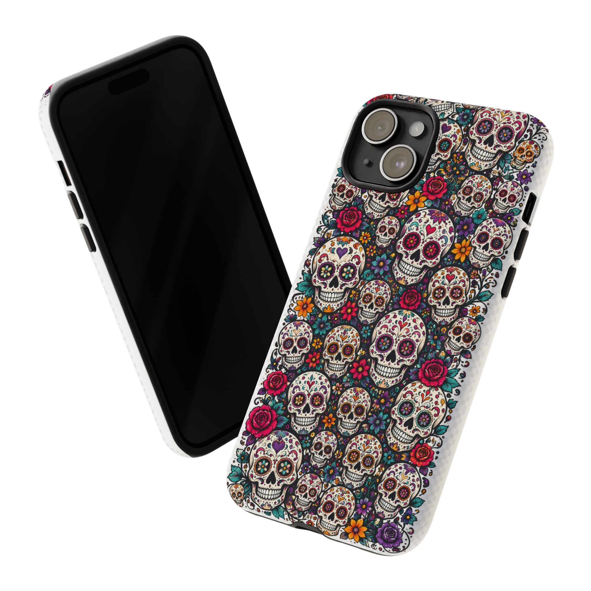 Sugar Skull Tough Phone Case — Floral Day of the Dead Protective Cover