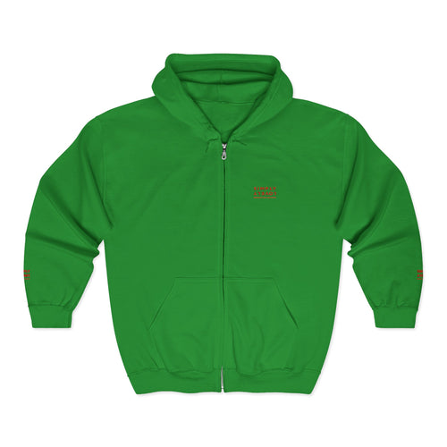 "Simply Loved'  Zip Hoodie — Small Red Script Chest & Sleeve Design
