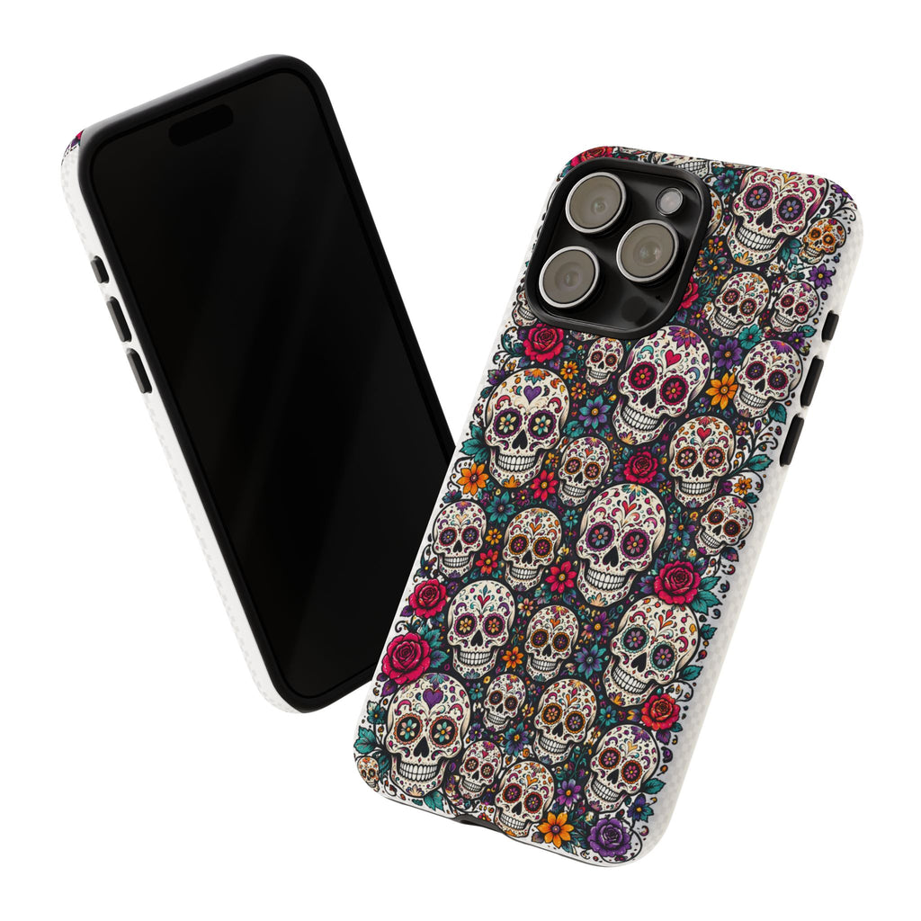 Sugar Skull Tough Phone Case — Floral Day of the Dead Protective Cover