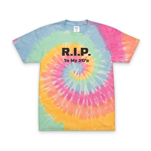 "R.I.P. To My 20s" Embroidered Oversized Tie-Dye T-shirtTee