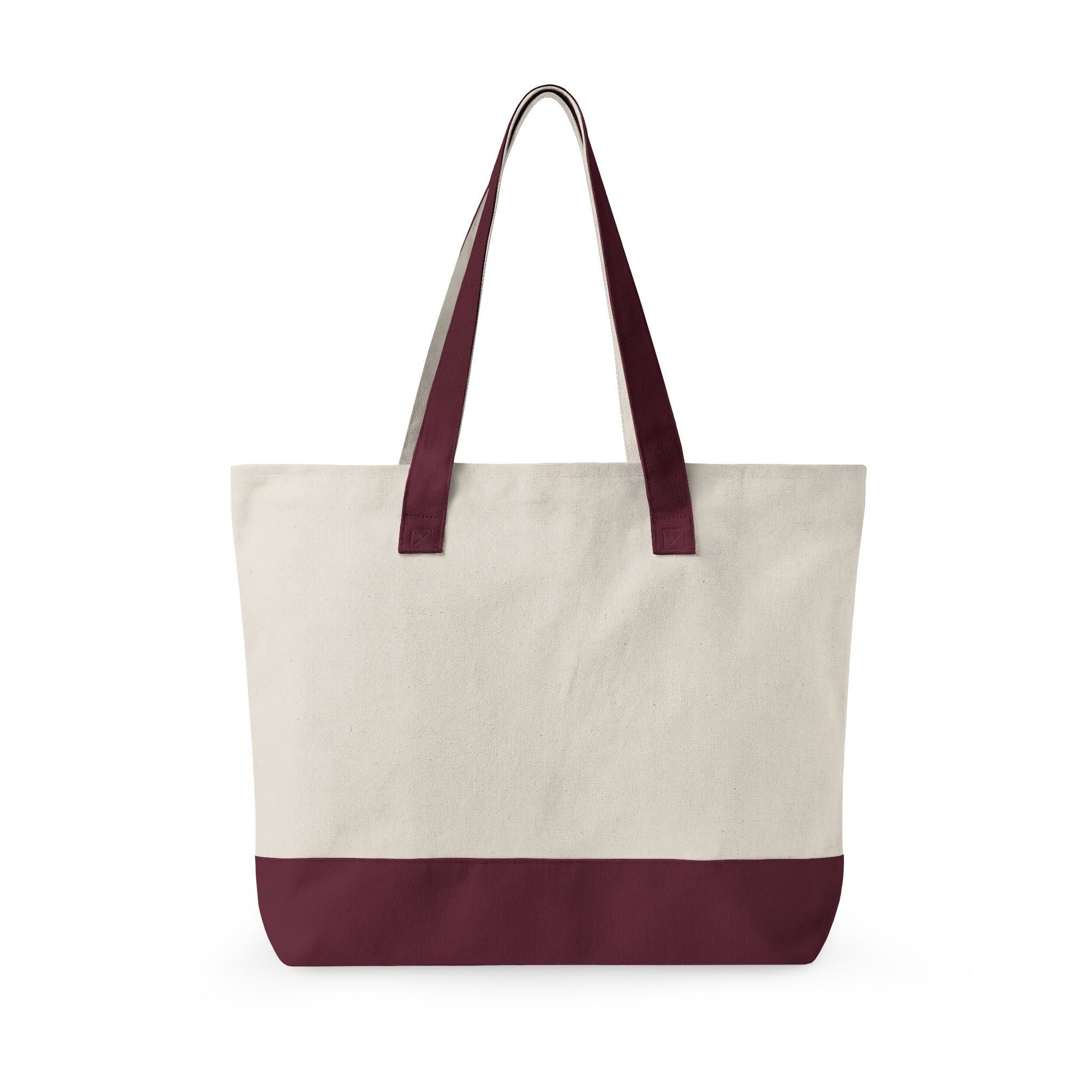 "Beach Bag / Beach Necessities" Zippered Canvas Tote, Summer Beach Tote Bag