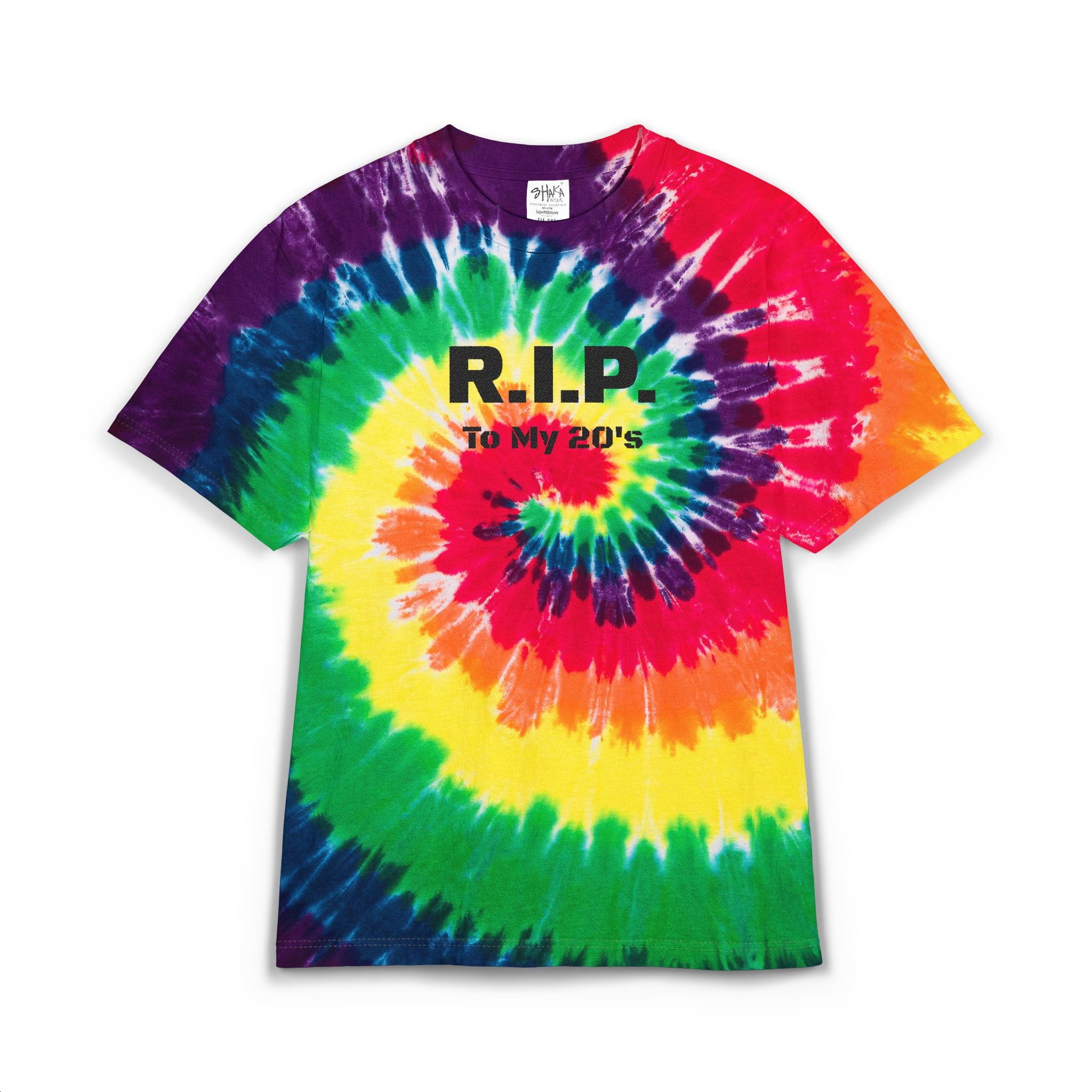 "R.I.P. To My 20s" Embroidered Oversized Tie-Dye T-shirtTee