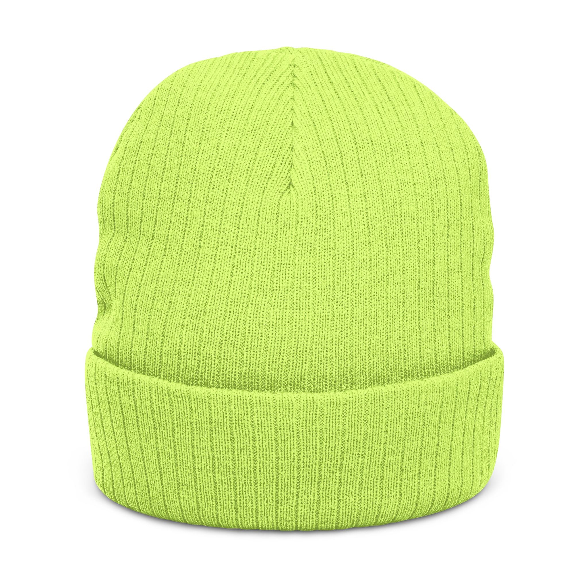 Embroidered Ribbed Beanie — 'SIMPLY LOVELY' Orange Logo Knit Hat