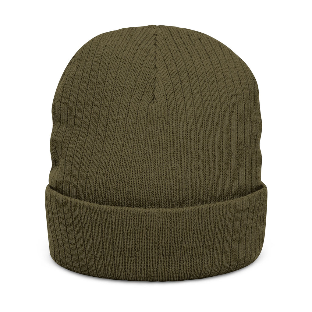Embroidered Ribbed Beanie — 'SIMPLY LOVELY' Orange Logo Knit Hat
