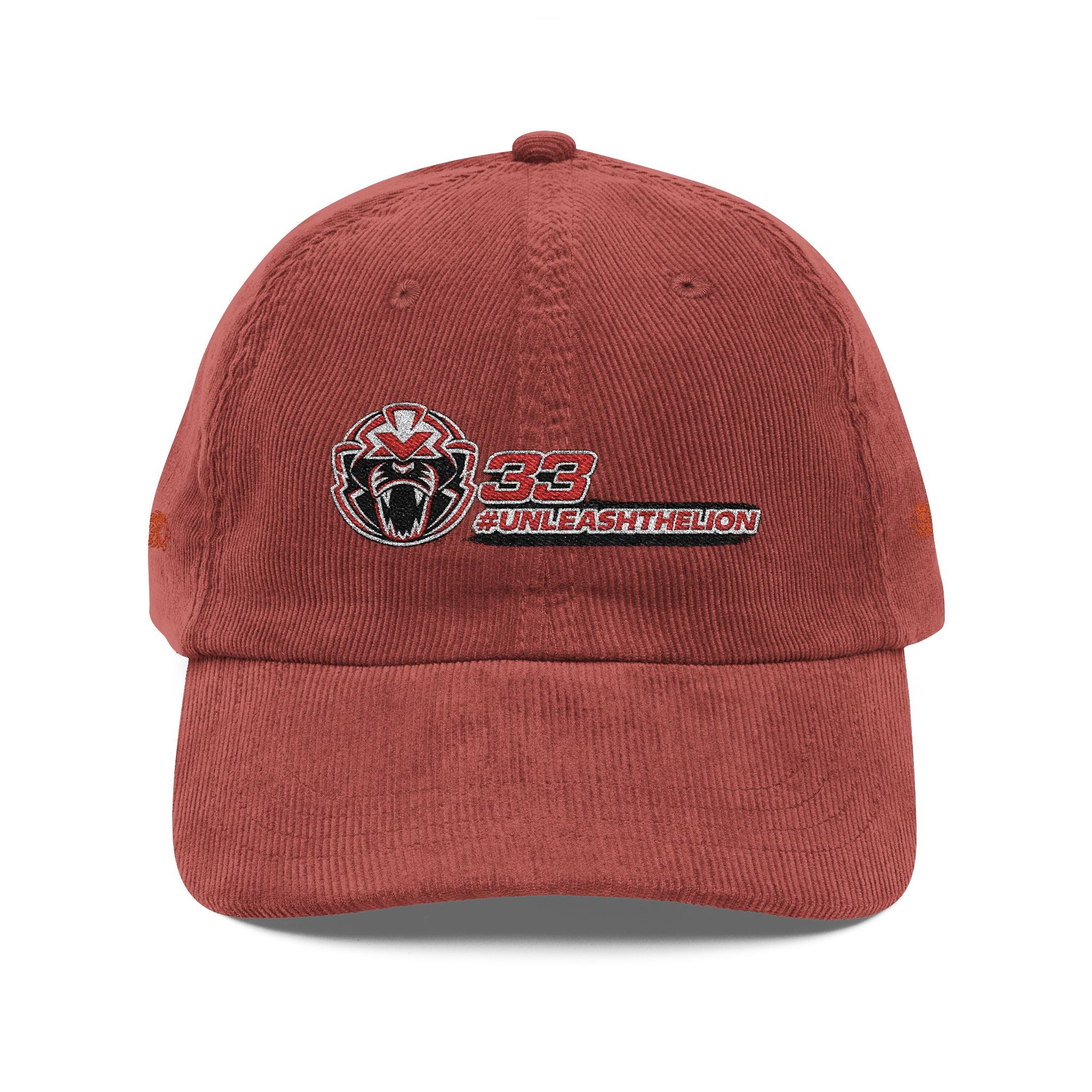 'Unleash the Lion #33' Embroidered Patch Corduroy Vintage Cap