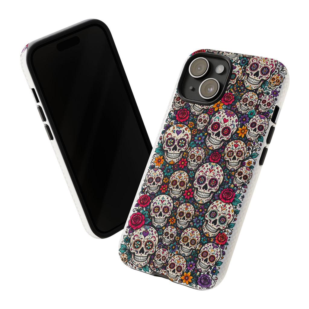 Sugar Skull Tough Phone Case — Floral Day of the Dead Protective Cover