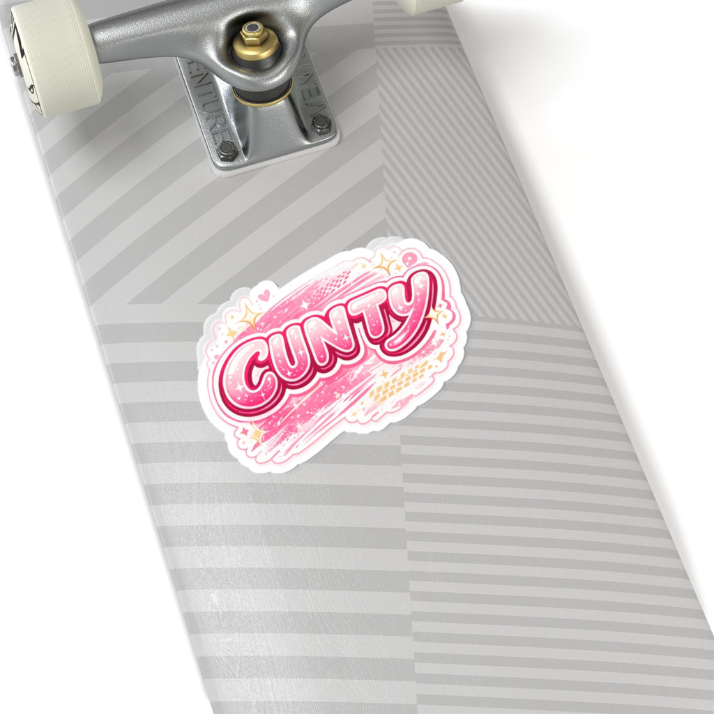 Edgy Pink Glitter "Cunty" Kiss-Cut Sticker