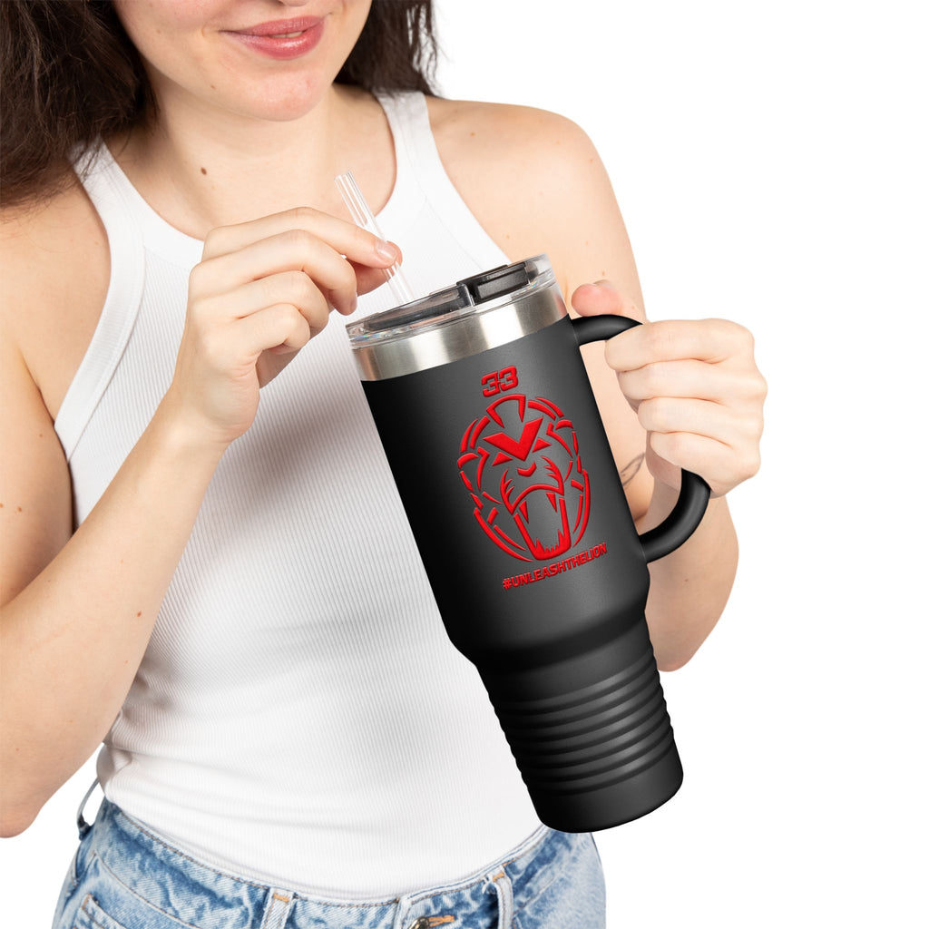 40oz Insulated Travel Mug — Red Lion Emblem "#UNLEASHTHELION"