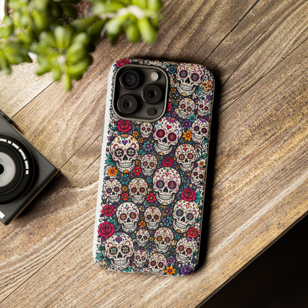 Sugar Skull Tough Phone Case — Floral Day of the Dead Protective Cover