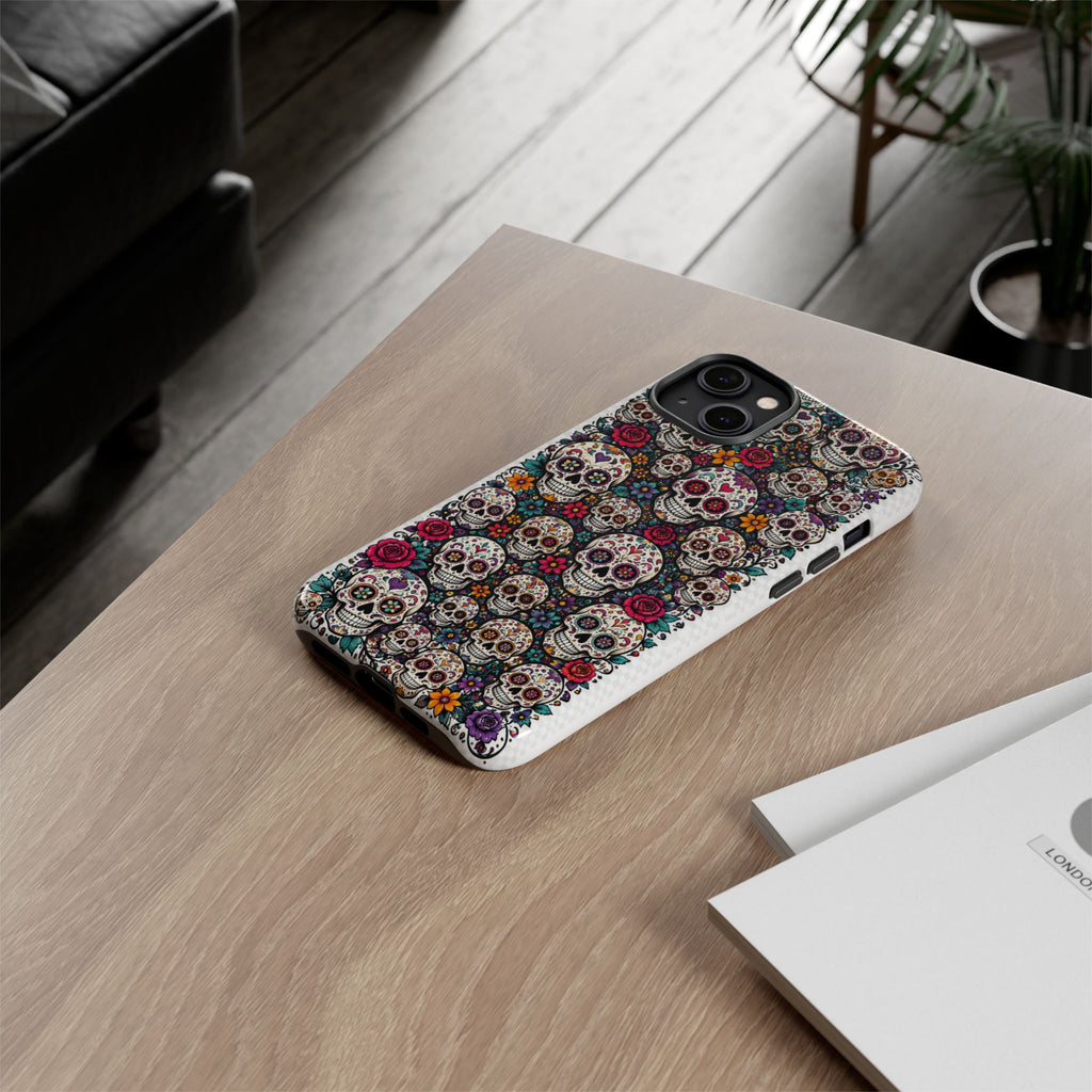 Sugar Skull Tough Phone Case — Floral Day of the Dead Protective Cover