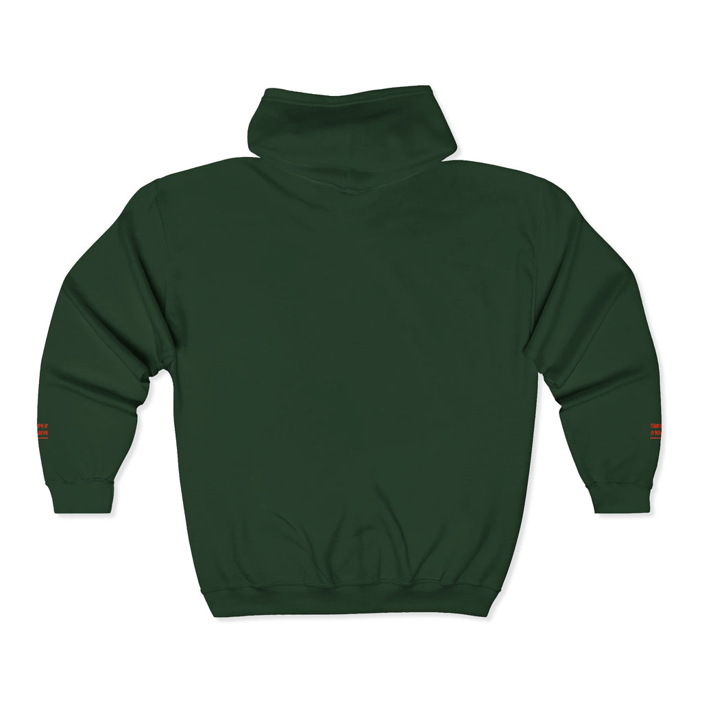 "Simply Lovely"  Zip Hoodie — Small Red Script Chest & Sleeve Design