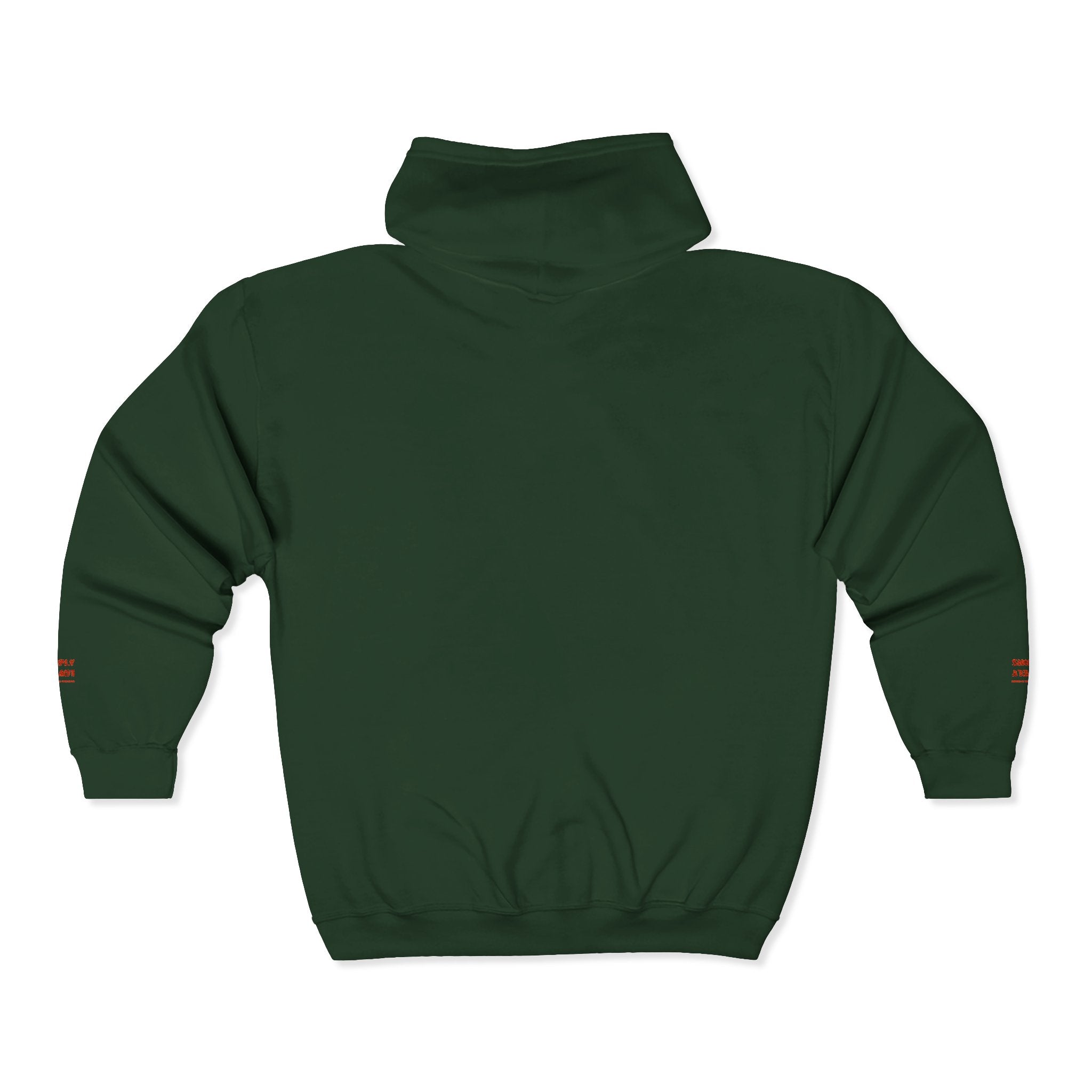 "Simply Lovely"  Zip Hoodie — Small Red Script Chest & Sleeve Design