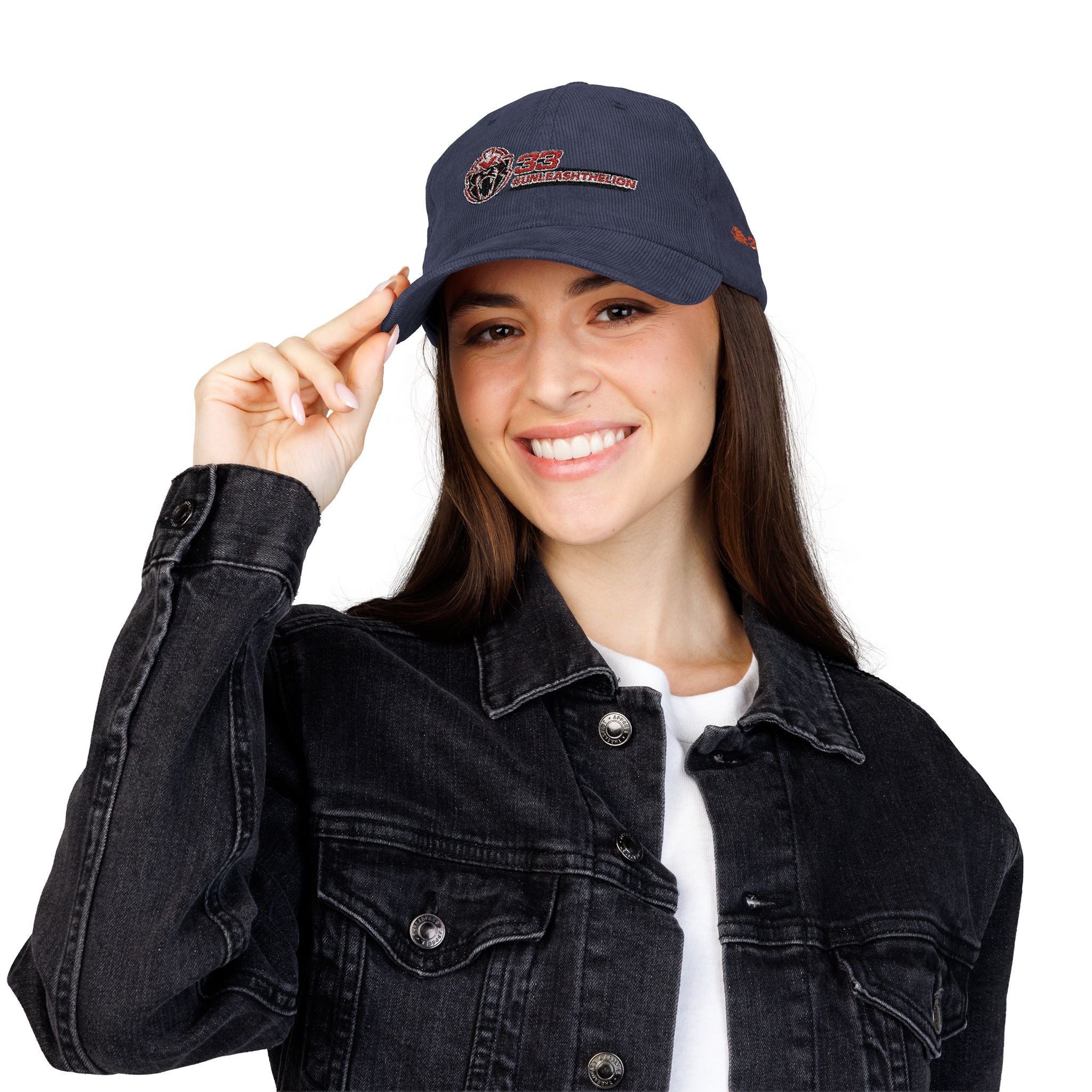 'Unleash the Lion #33' Embroidered Patch Corduroy Vintage Cap